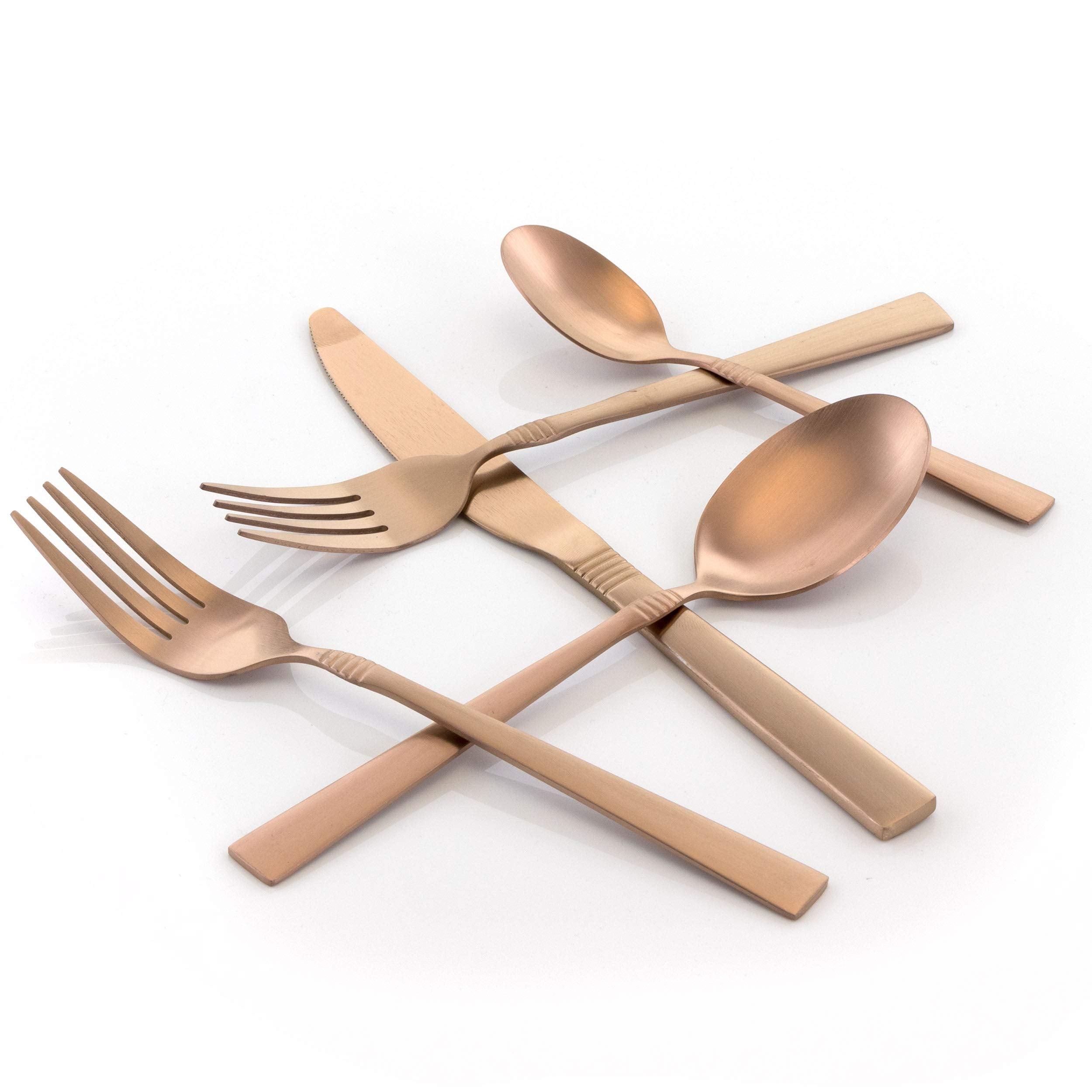 Megachef Cravat 20 Piece Flatware Utensil Set, Stainless Steel Silverware Metal Service For 4 In Matte Rose