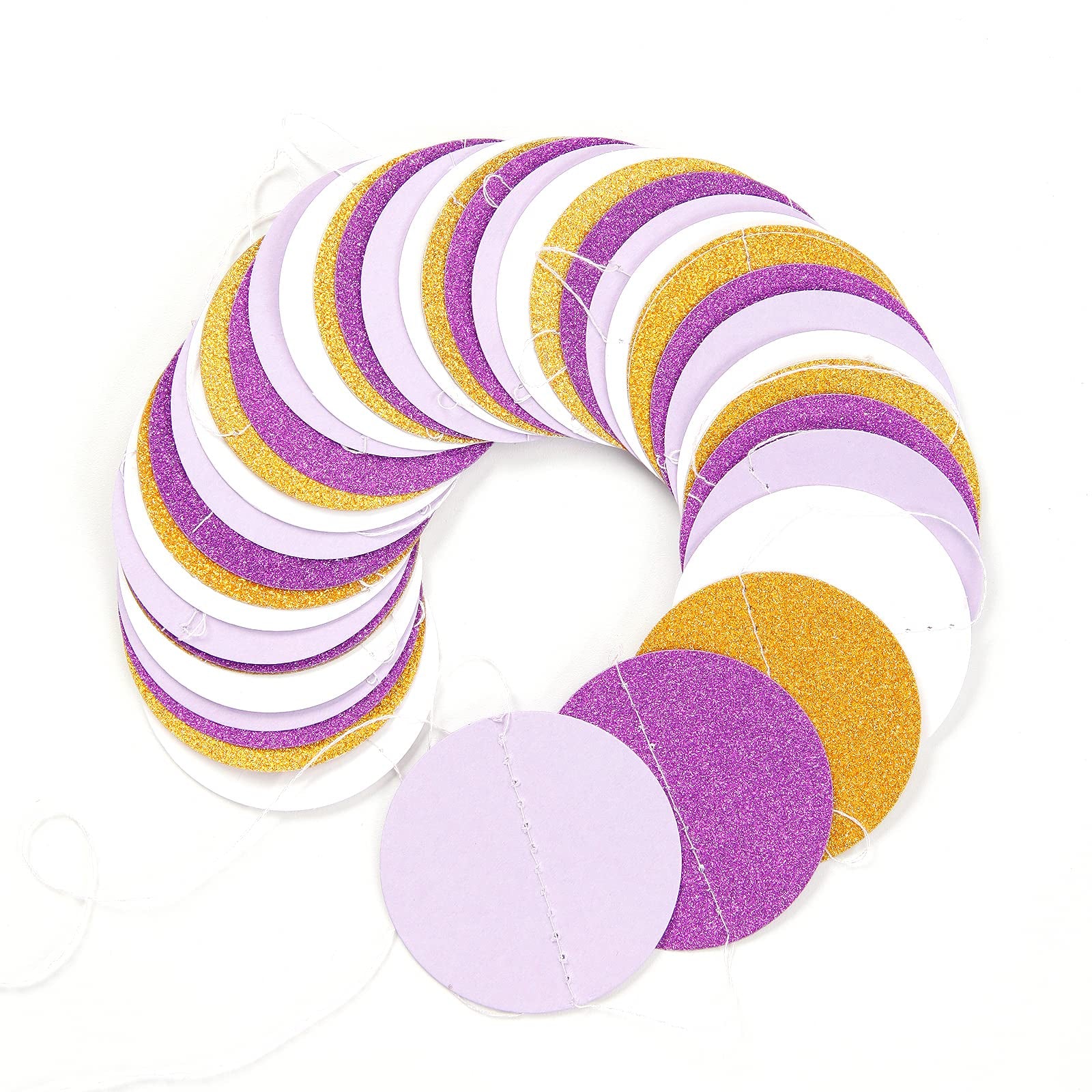 White Purple-Gold Party-Decorations Paper Garland - 52ft Glitter Hanging Streamer Banner,Graduation 2025 Mothers Decor Wedding B