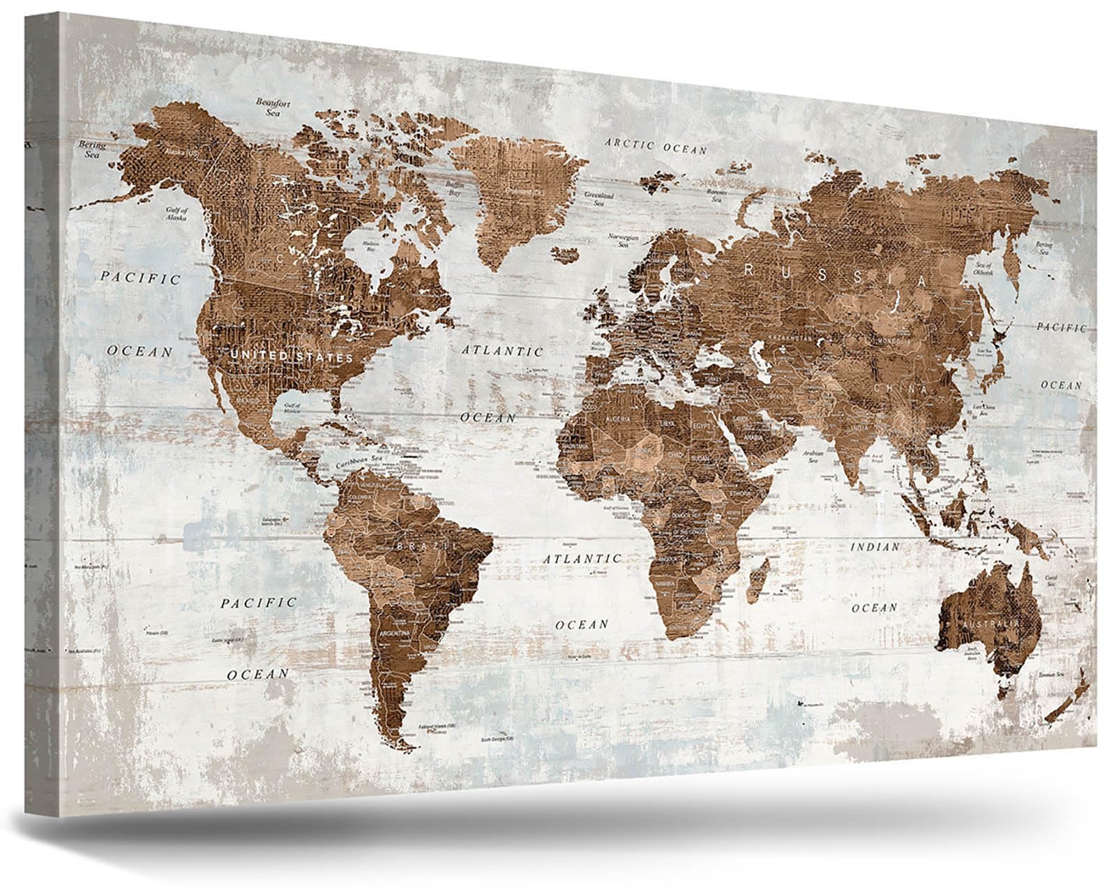 Iridesart Office Wall Art For Living Room Canvas World Map Pictures Wall Decor Vintage Home Decor Brown Paintings For Wall Decor