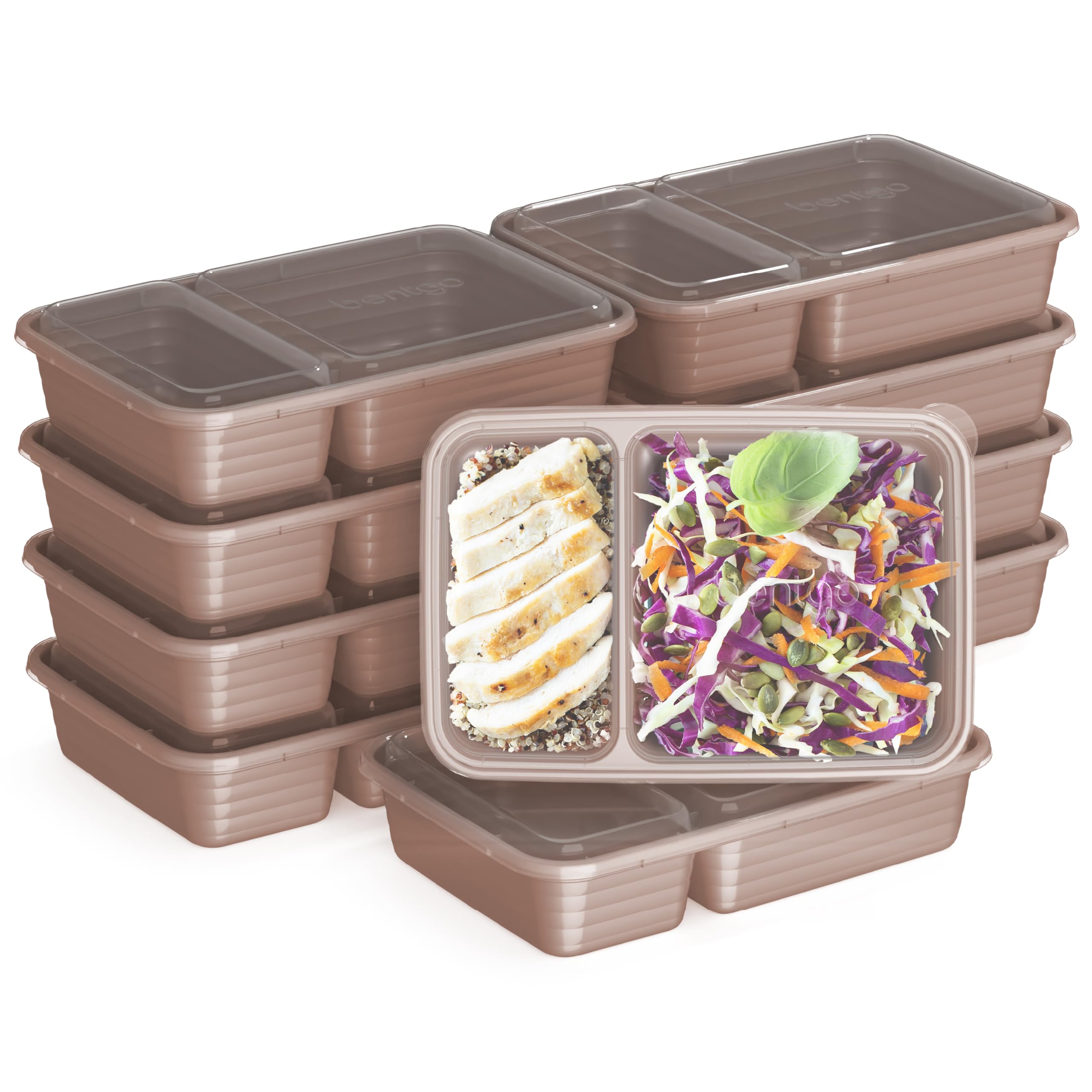 Bentgo 20-Piece Lightweight, Durable, Reusable Bpa-Free 2-Compartment Containers - Microwave, Freezer, Dishwasher Safe - Rose Go