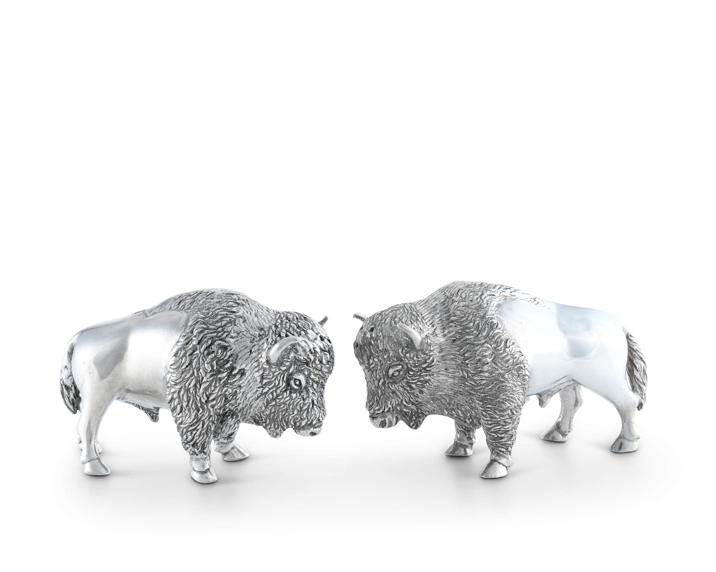 Vagabond House Pewter Bison Salt And Pepper Set 3'' Tall - Western Tableware S/P Shaker