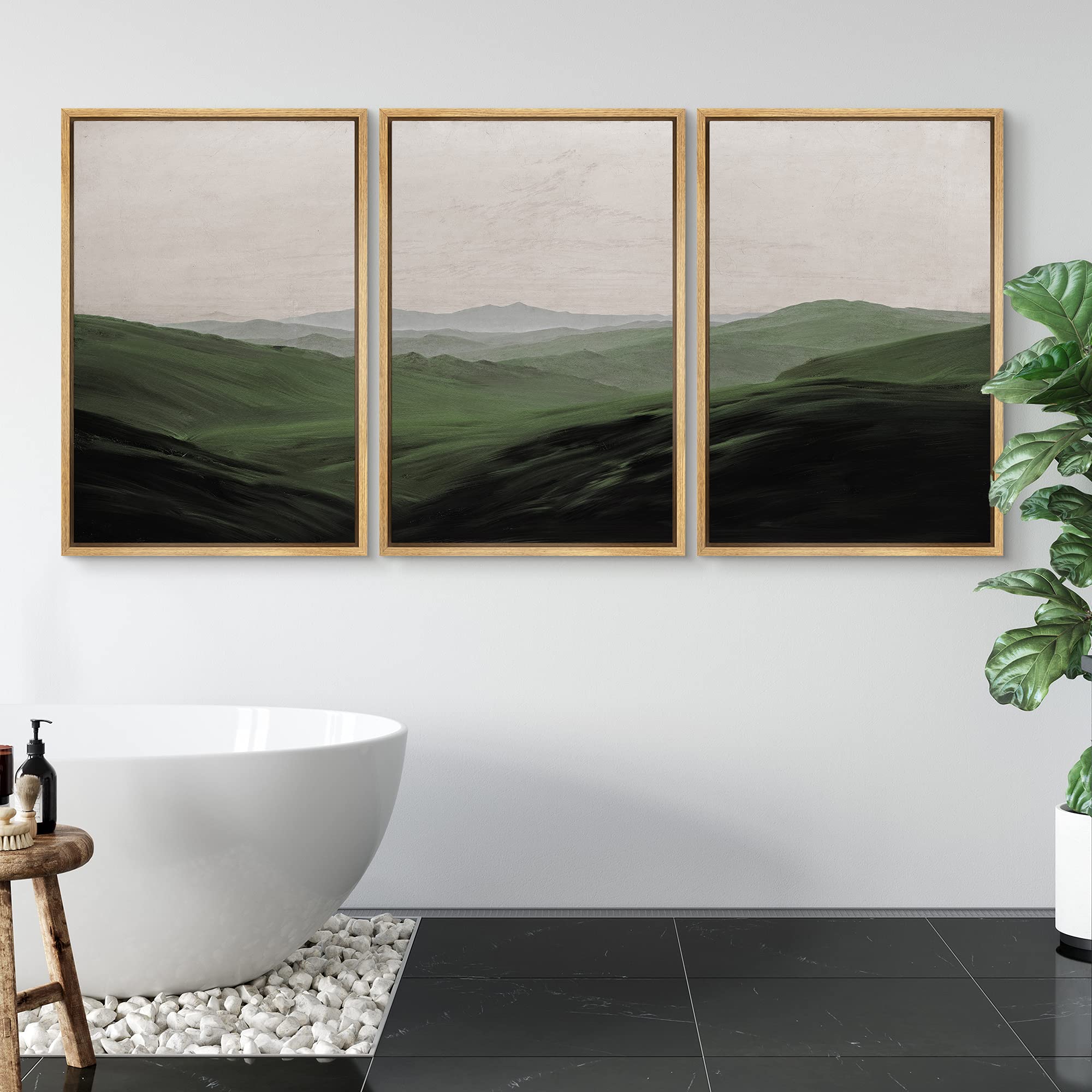 SIGNWIN 3 Piece Framed Canvas Wall Art Flower Canvas Prints Home Artwork Decoration for Living Room Bedroom - 16''x24''x3 Panels