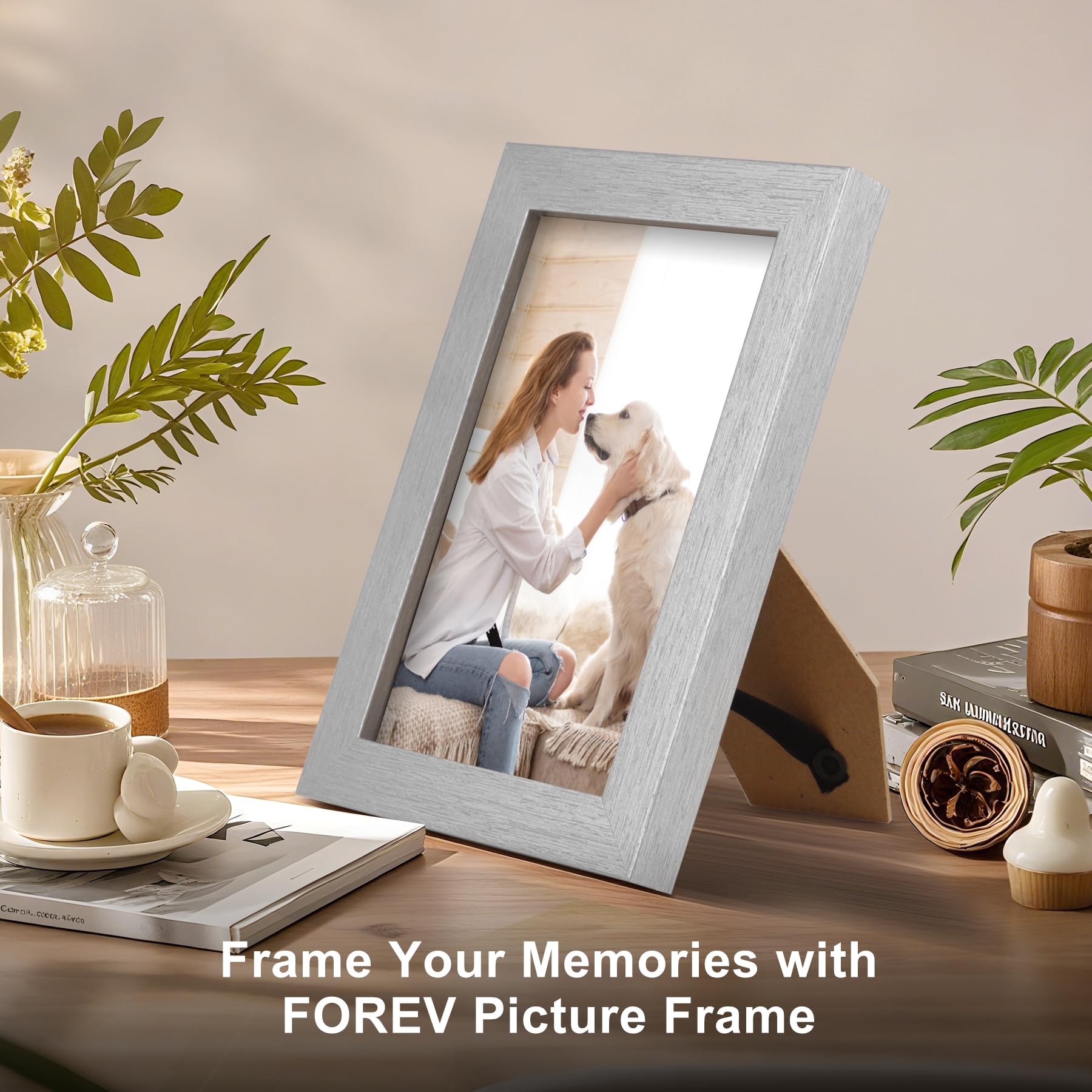 TOFOREVO Picture Frames 4x6 Set of 2 Distressed Silver Wood Grain Photo Frame for Gallery Wall Mounting or Tabletop Display
