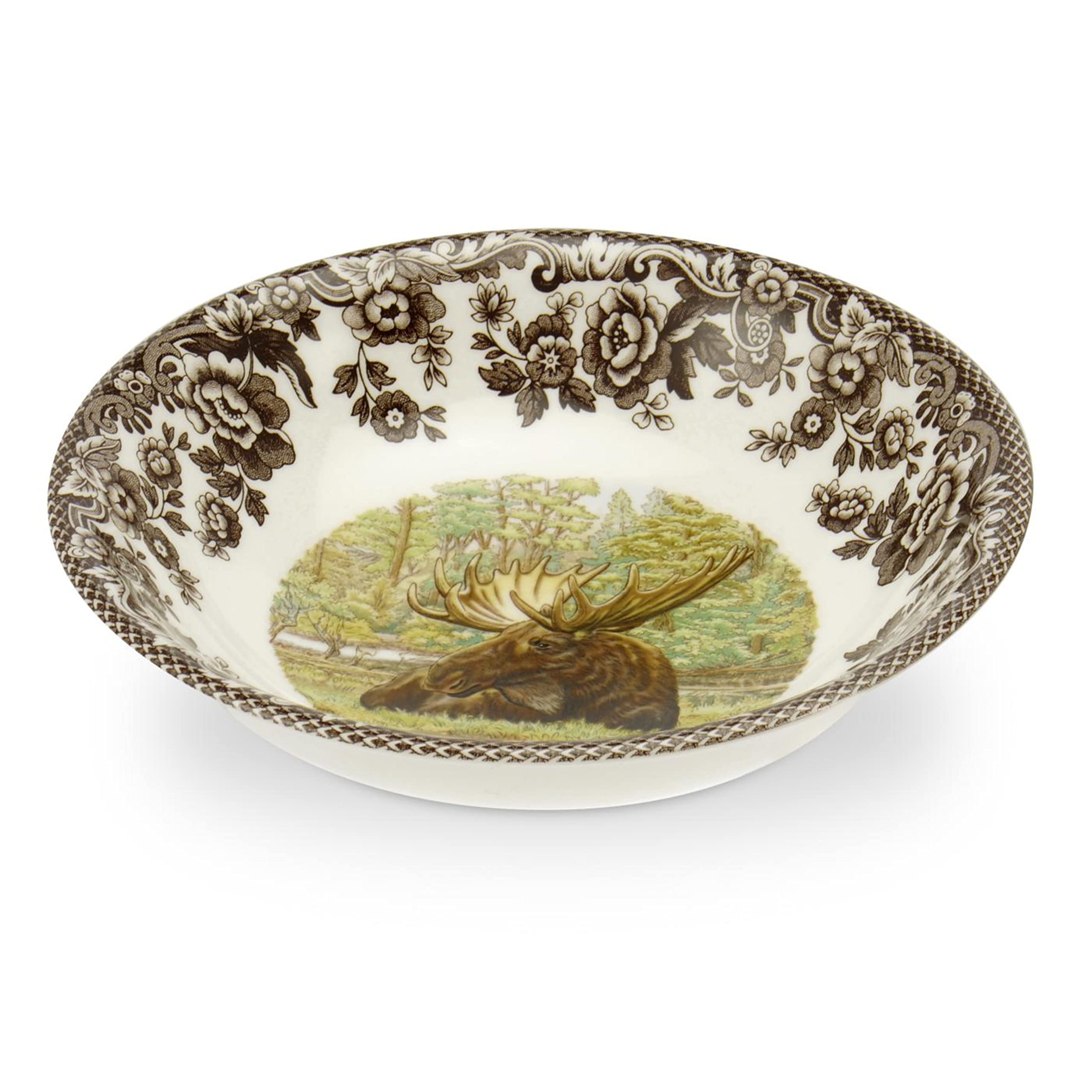 Spode Woodland Cereal Bowl, Majestic Moose, 6.25 | Perfect for Oatmeal, Salads, and Desserts | Made in England from Fine Eart