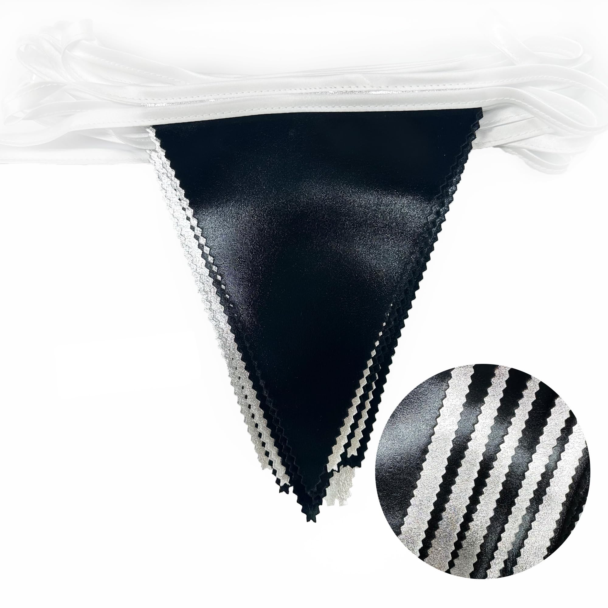 Black And Silver Party Decorations Triangle Pennant Banner Flag Metallic Fabric Bunting Garland For Birthday Graduation Retireme