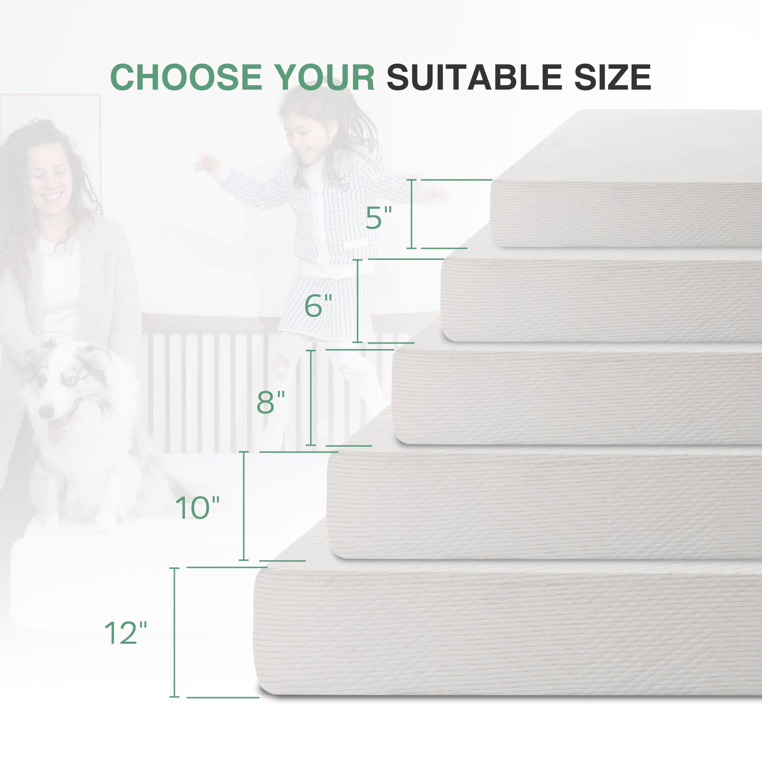 Twin Xl Mattress In A Box, 10 Inch Mattresses Made In Usa For Kids Bed Single Size Daybed Individual Bunk, Green Tea Memory Foam