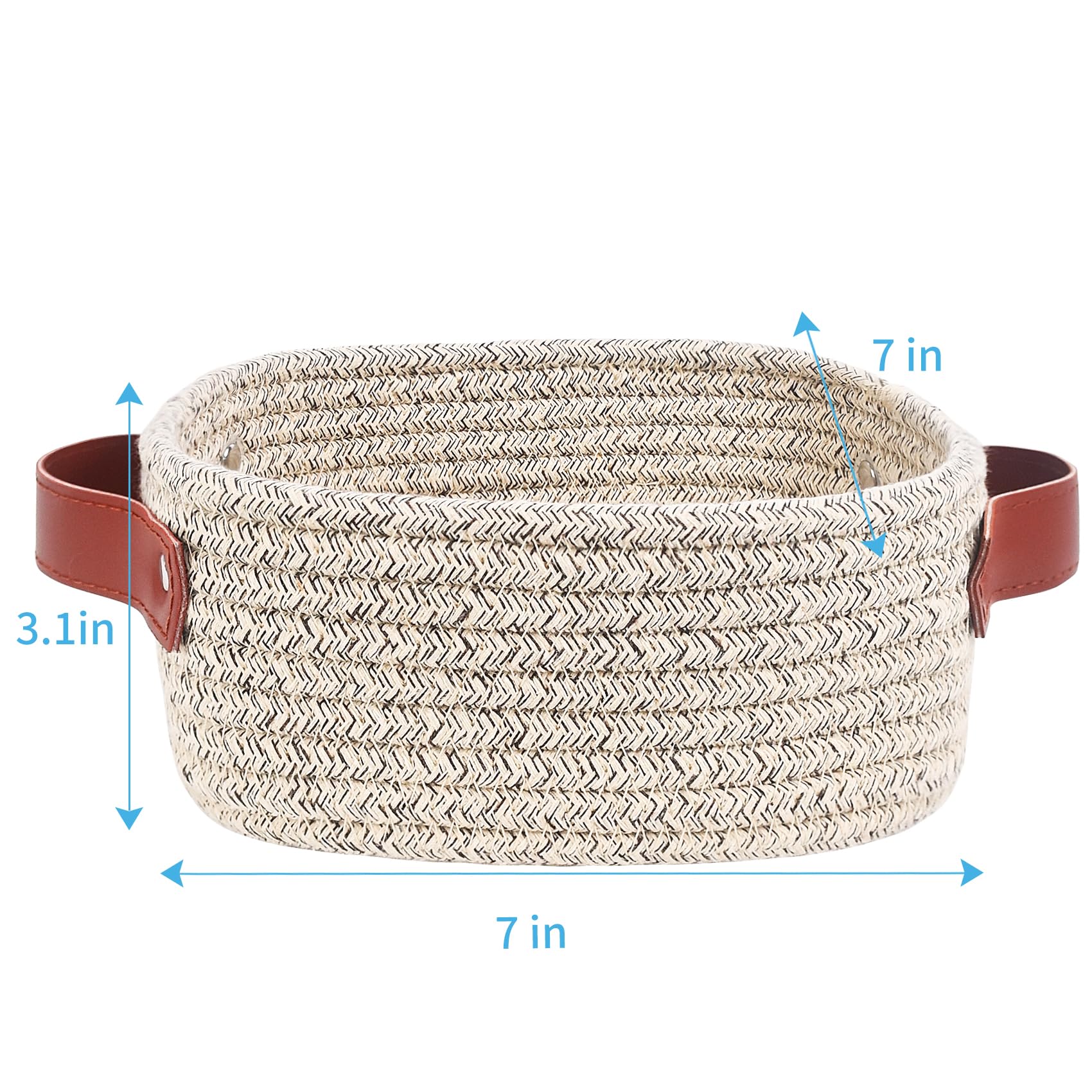 Abenkle Small Storage Basket, Mini Basket, Cute Tiny Cotton Rope Woven Basket, Square Shelf Basket, Boho Decorative Toy Dog Cat