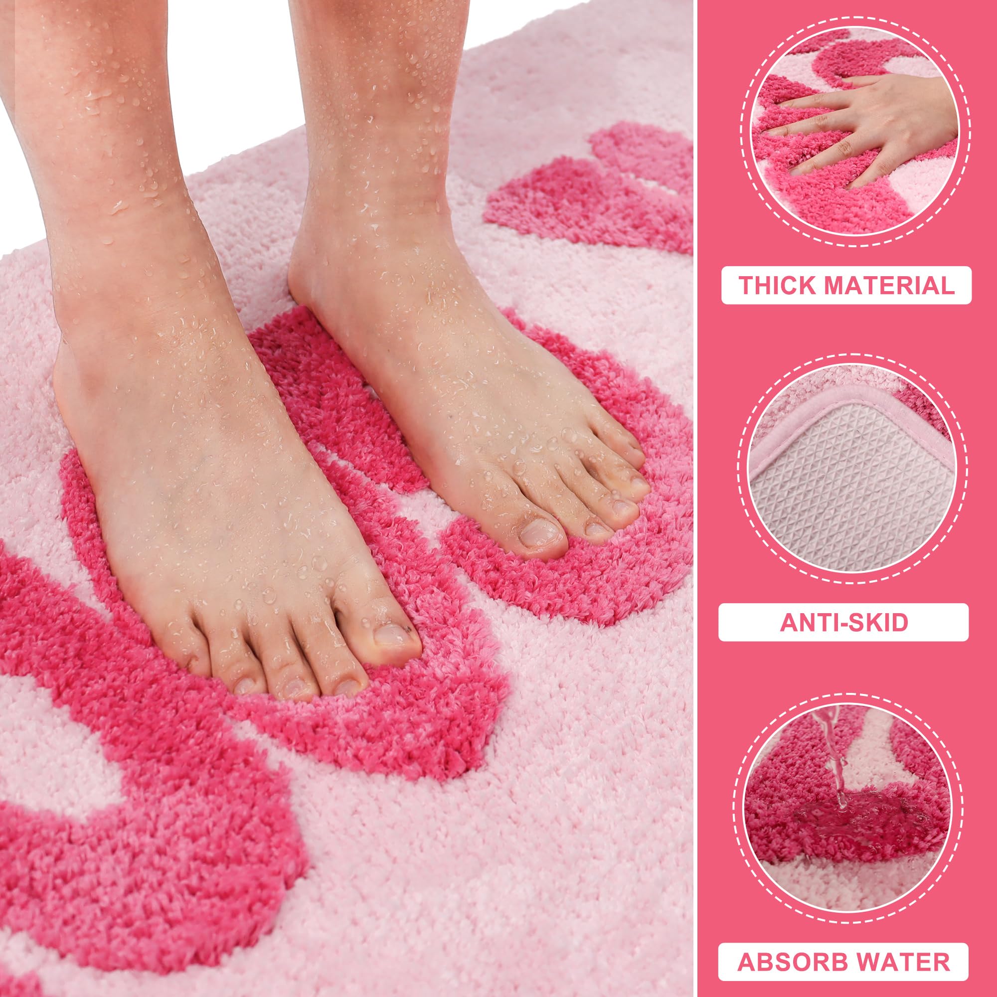 Oturgor You Look Good Bathroom Rug, Hot Pink, 20''X60'' Soft Plush, Super Water Absorbent, Non-Slip Backing, Easy Cleaning, Vibr
