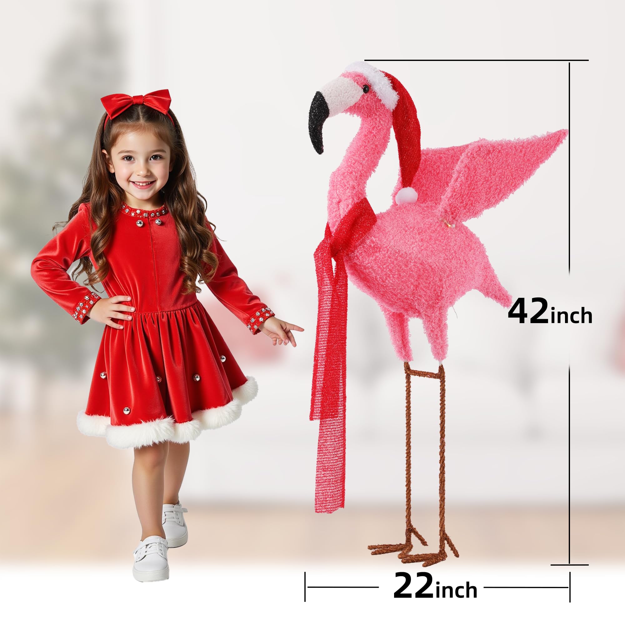 Christmas Flamingo Decorations Outdoor, Lighted Christmas Flamingo,Birthday Xmas Gifts for Women Mom,for Party Indoor, Outdoor,