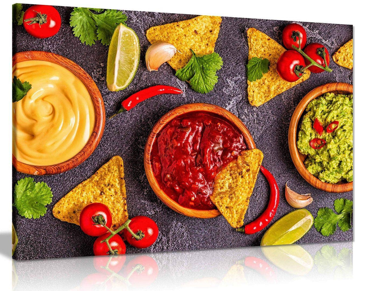 Mexican Restaurant Food Canvas Wall Art Picture Print Home Decor (12X8In)