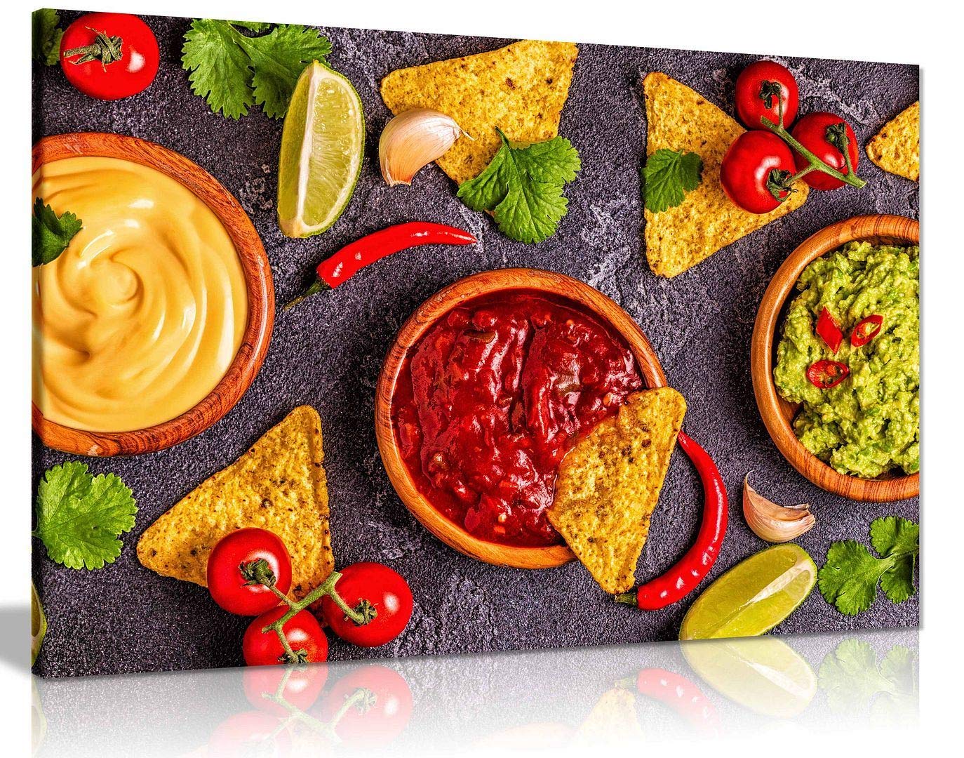 Mexican Restaurant Food Canvas Wall Art Picture Print Home Decor (30X20In)