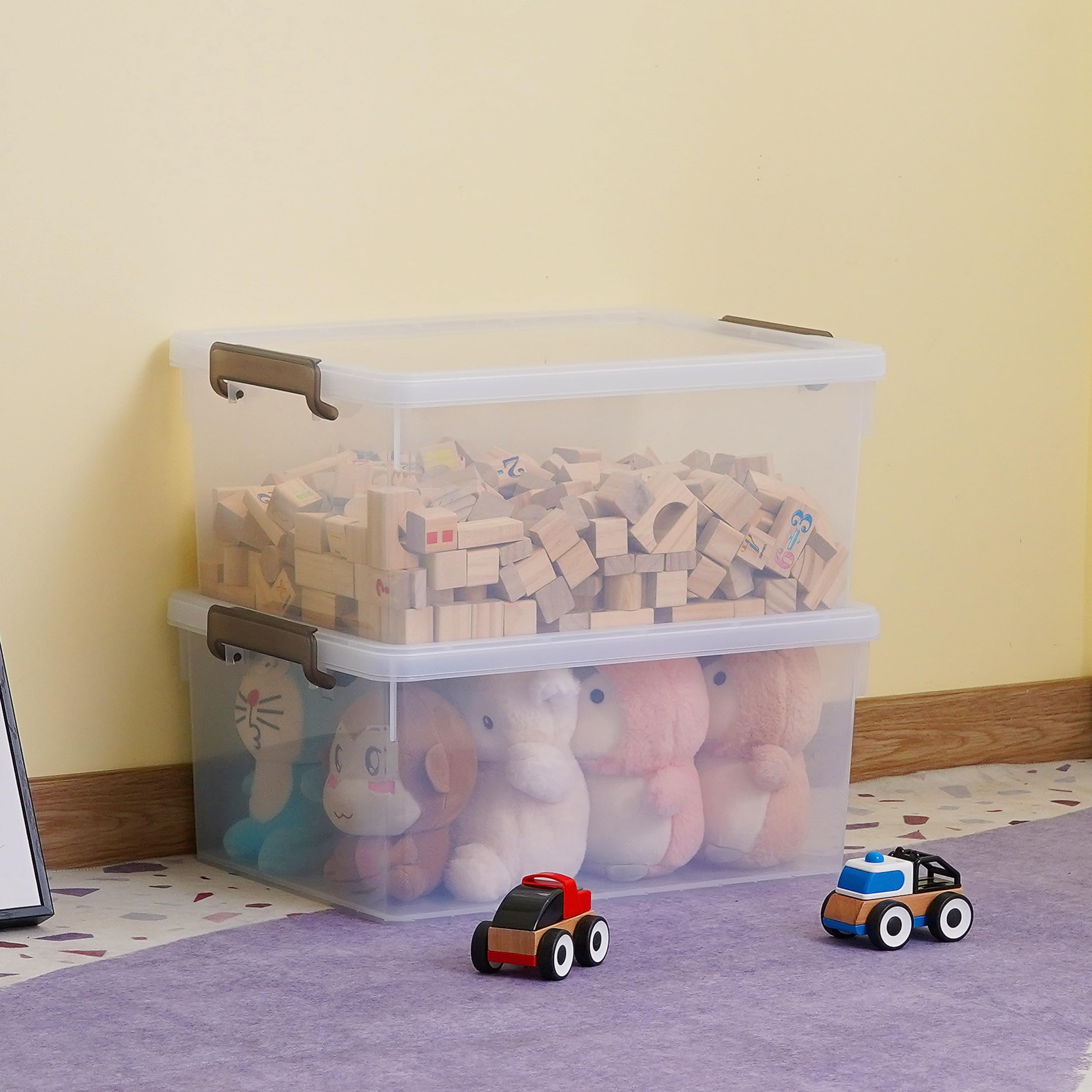 Citylife 33 Qt. Plastic Storage Bins With Lids Large Stackable Storage Containers For Organizing Clear Durable Storage Box, 4 Pa