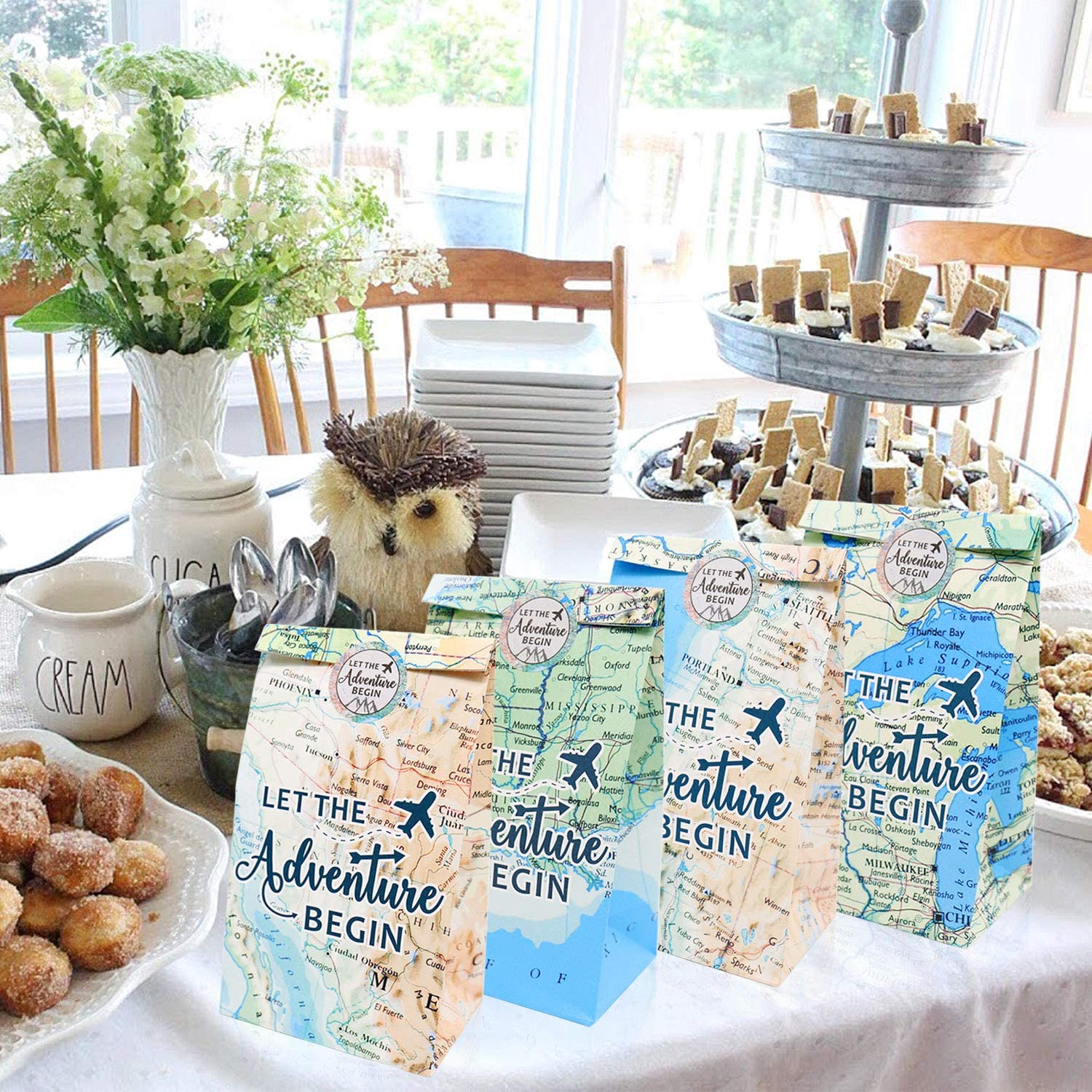 24 Pack Adventure Themed Party Favor Bags Let The Adventure Begins Gift Bags Adventure Awaits Bon Voyage Travel Farewell Themed