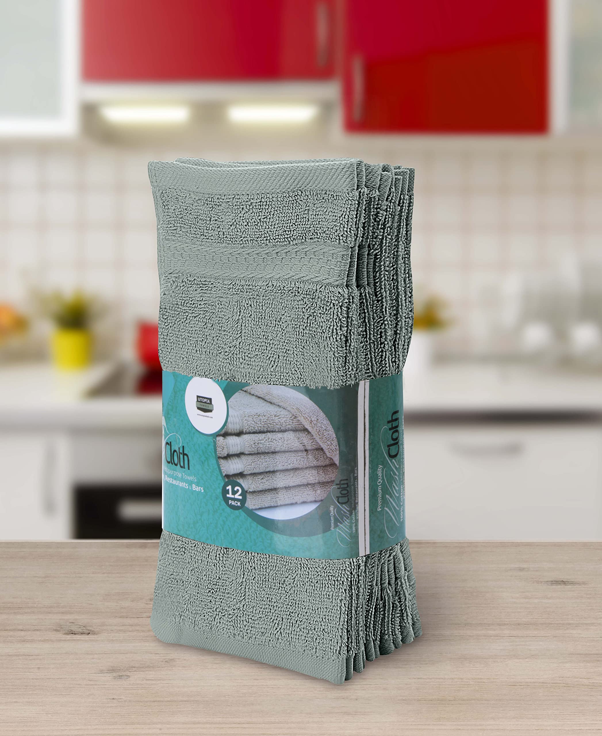 Utopia Towels [12 Pack Premium Wash Cloths Set (12 x 12 Inches) 100% Cotton Ring Spun  Highly Absorbent and Soft Feel Essential Washcloths for Bathroom  Spa  Gym  and Face Towel (Cool Grey)