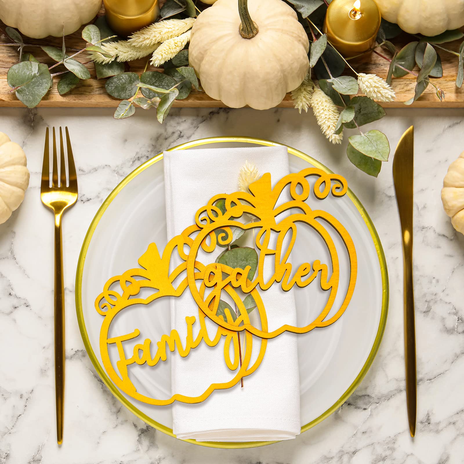 Jetec 40 Pieces Thanksgiving Cutout Letter Sign Pumpkin Dinner Plates Decor Thankful Blessed Grateful Inspirational Letter Cutou