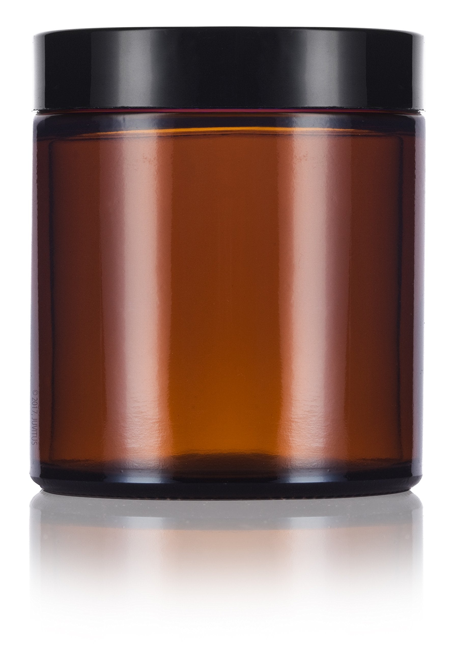 Amber Glass Straight Sided Empty Jar With Black Smooth Lid - 4 Oz / 120 Ml (6 Pack, Black Smooth Lid)