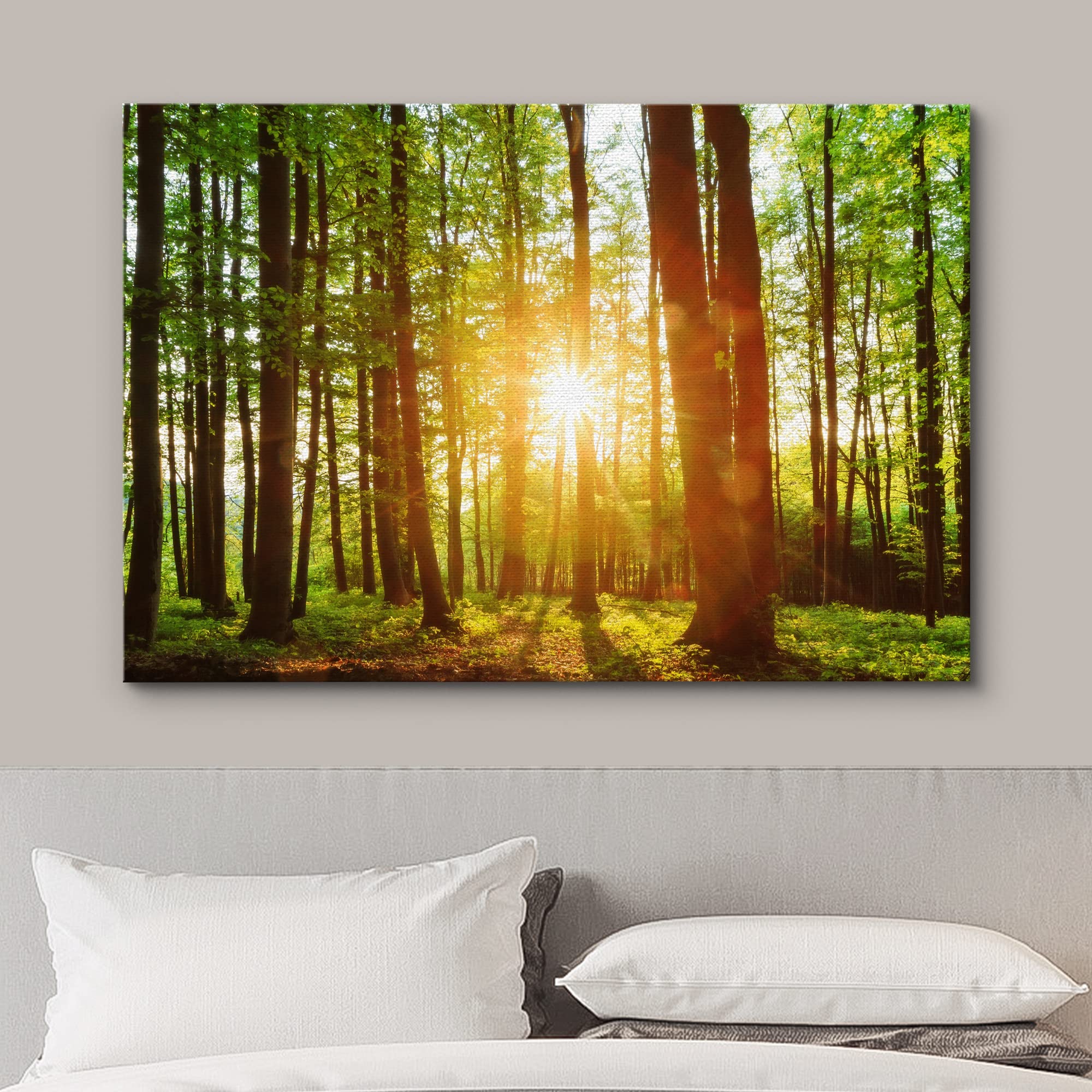 Wall26 Canvas Print Wall Art Sunrise Over The Green Forest Nature Wilderness Photography Modern Art Rustic Scenic Colorful Multi