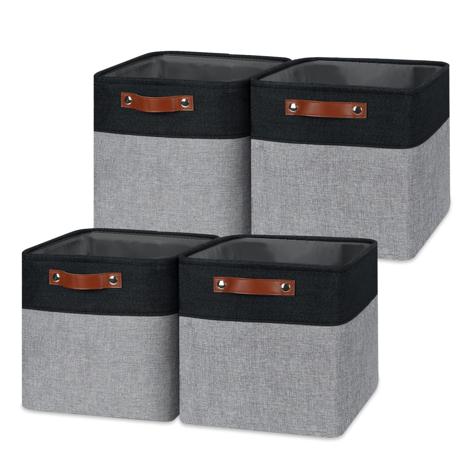 Temary Storage Baskets Fabric Storage Cubes 4 Pack Basket For Organizing, Collapsible Cloth Baskets With Handles For Shelves, Cl