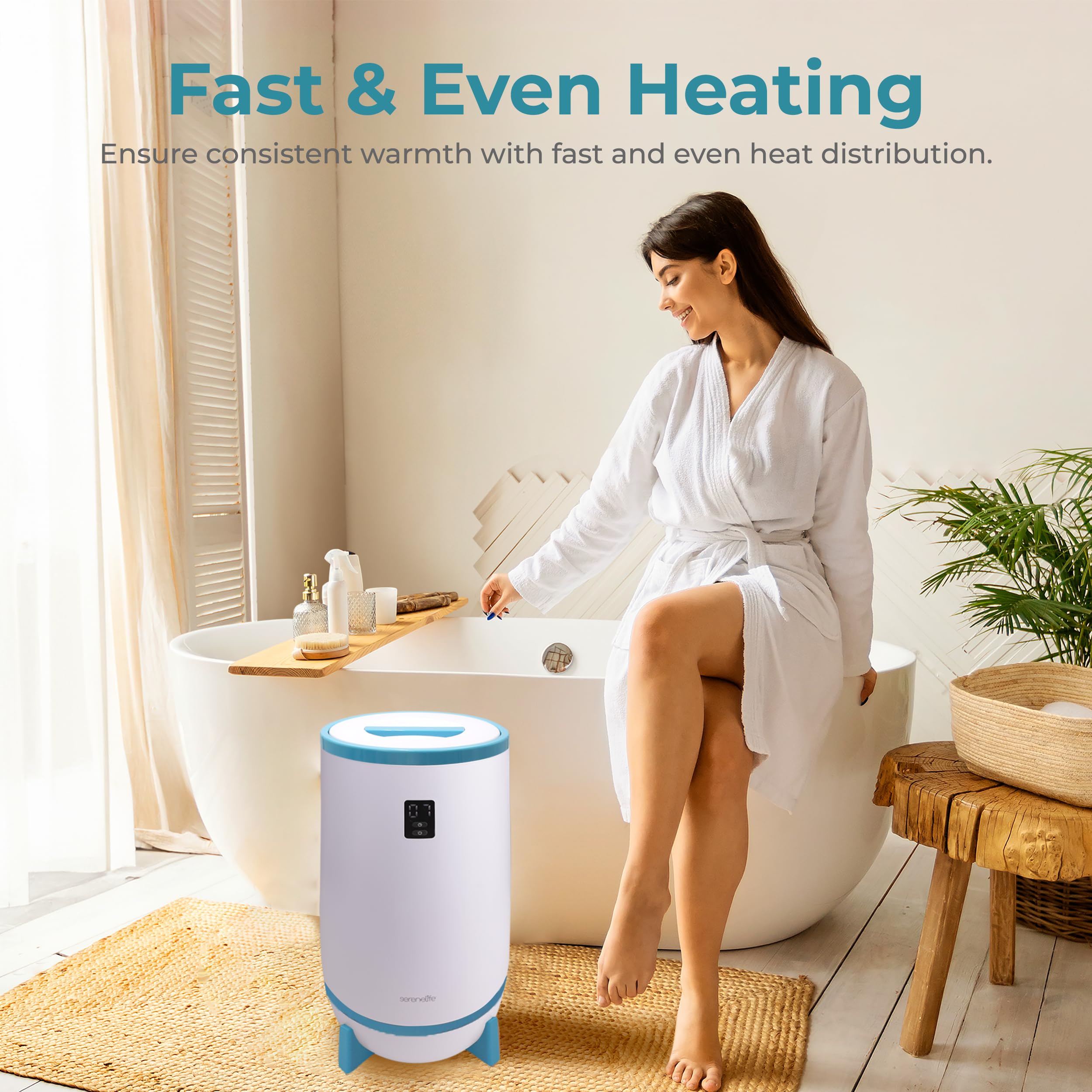 Serenelife Towel Warmer Bucket, With Customized Fragrance For Spa And Bathroom, Luxury Towel Heater Gifts For Him & Her, Auto Sh