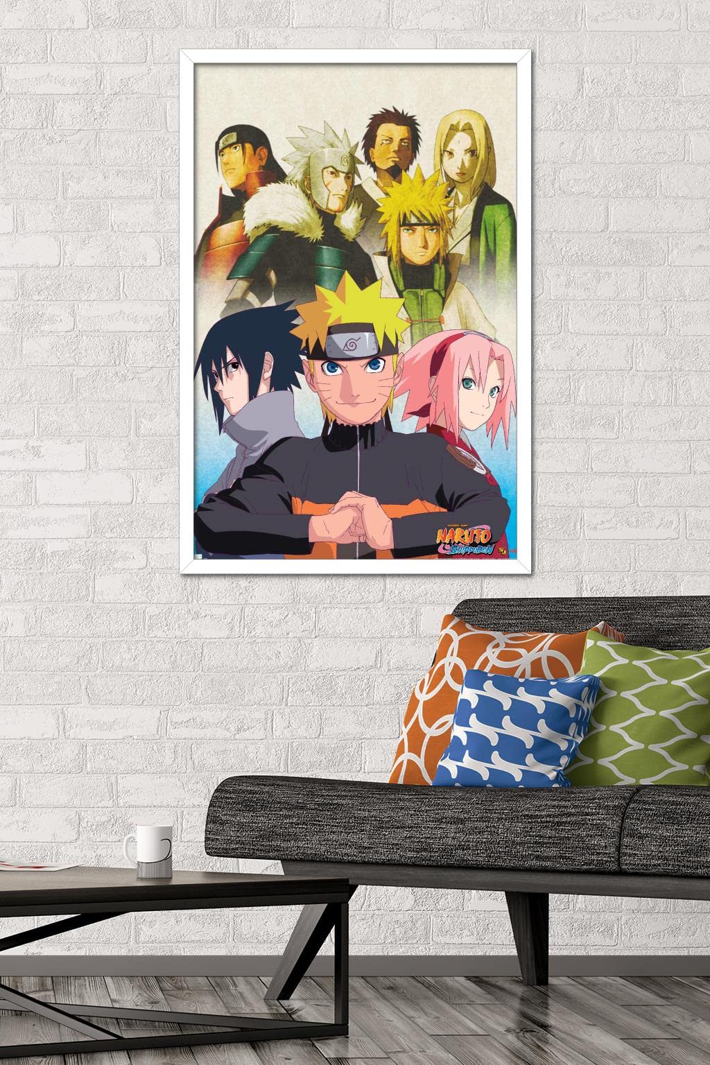 Trends International Naruto Shippuden - Key Art Wall Poster, 22.375'' X 34'', White Framed Version