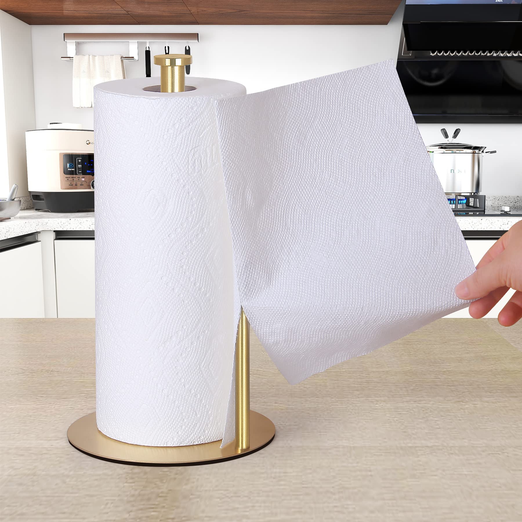 Gold Paper Towel Holder Countertop  OBODING  Gold Kitchen Paper Towel Holder Stand for Kitchen and Bathroom Organization  Stainless Steel Paper Towel Holders for Standard and Large Rolls (Golden)