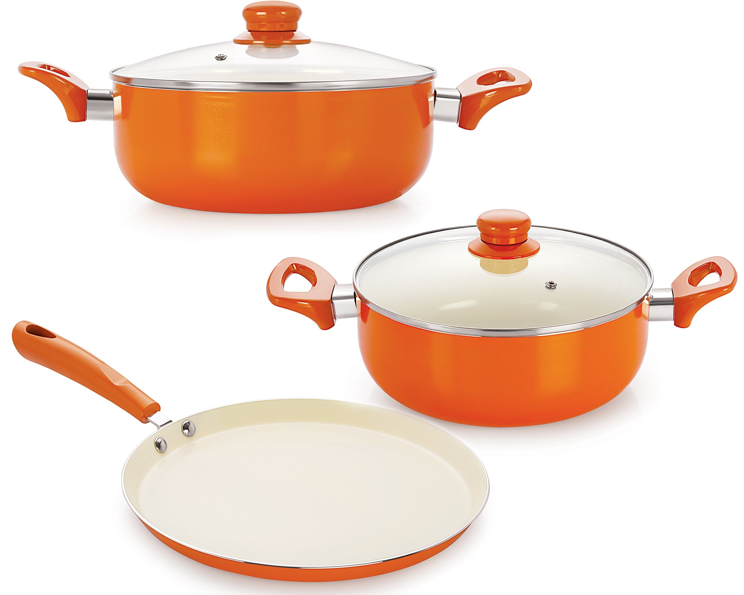 NonStick Ceramic Aluminium Cooking Item Set With Bakelite Handle