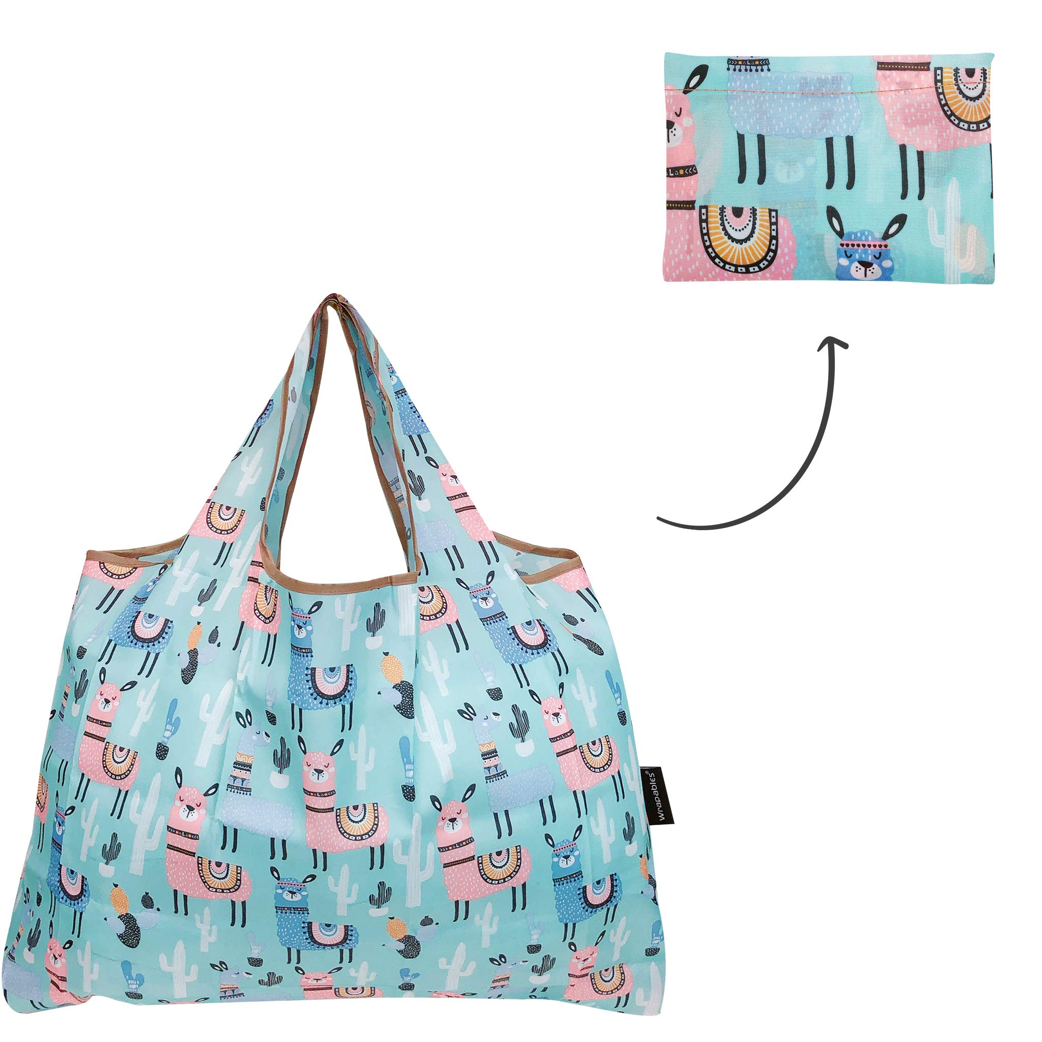 Allydrew Large Foldable Tote Nylon Reusable Grocery Bags, 6 Pack, Animals Oh My!