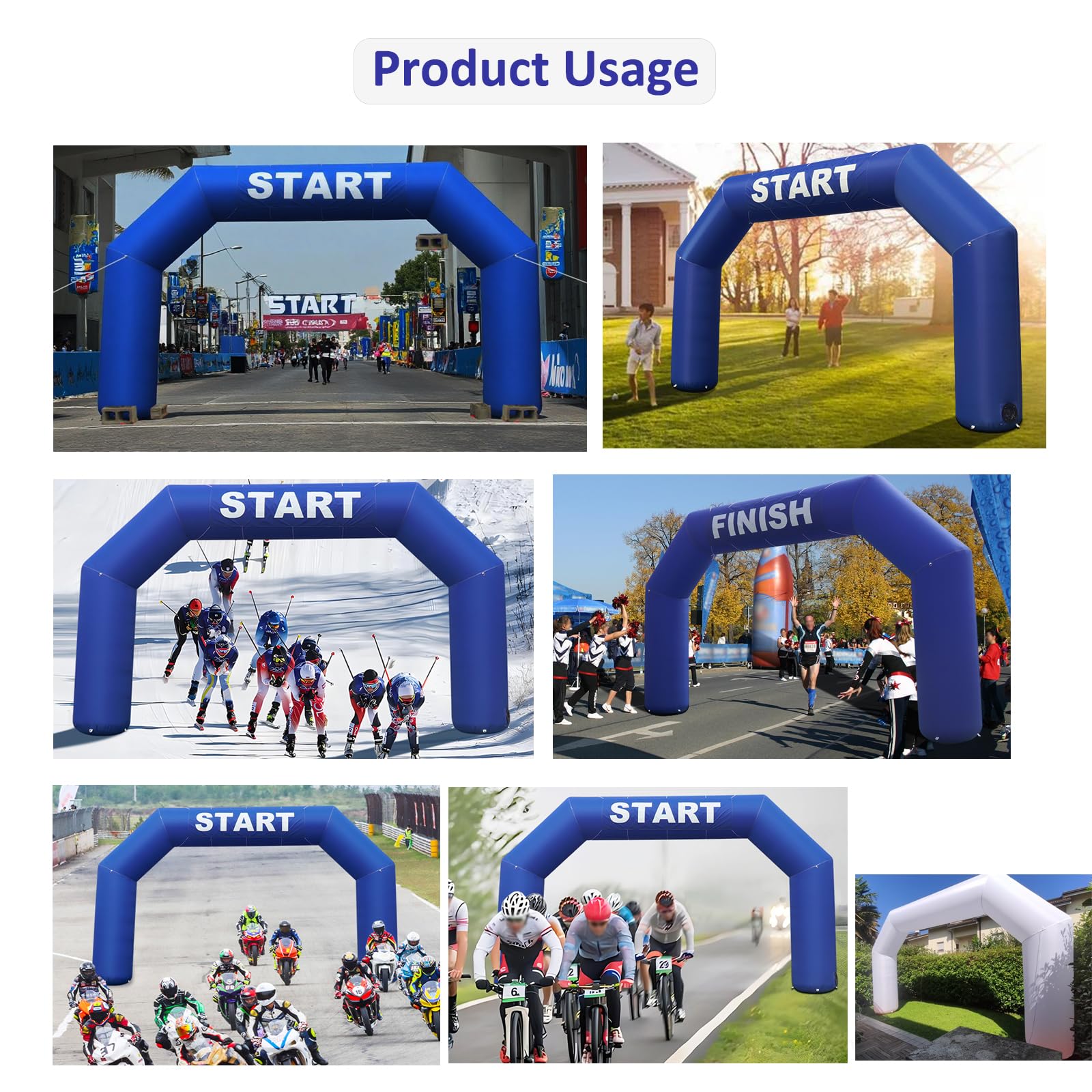SAYOK Blue Inflatable Arch 20ft, Inflatable Start Finish Line Racing Arch with Air Blower, Outdoor Inflatable Archway for Party,