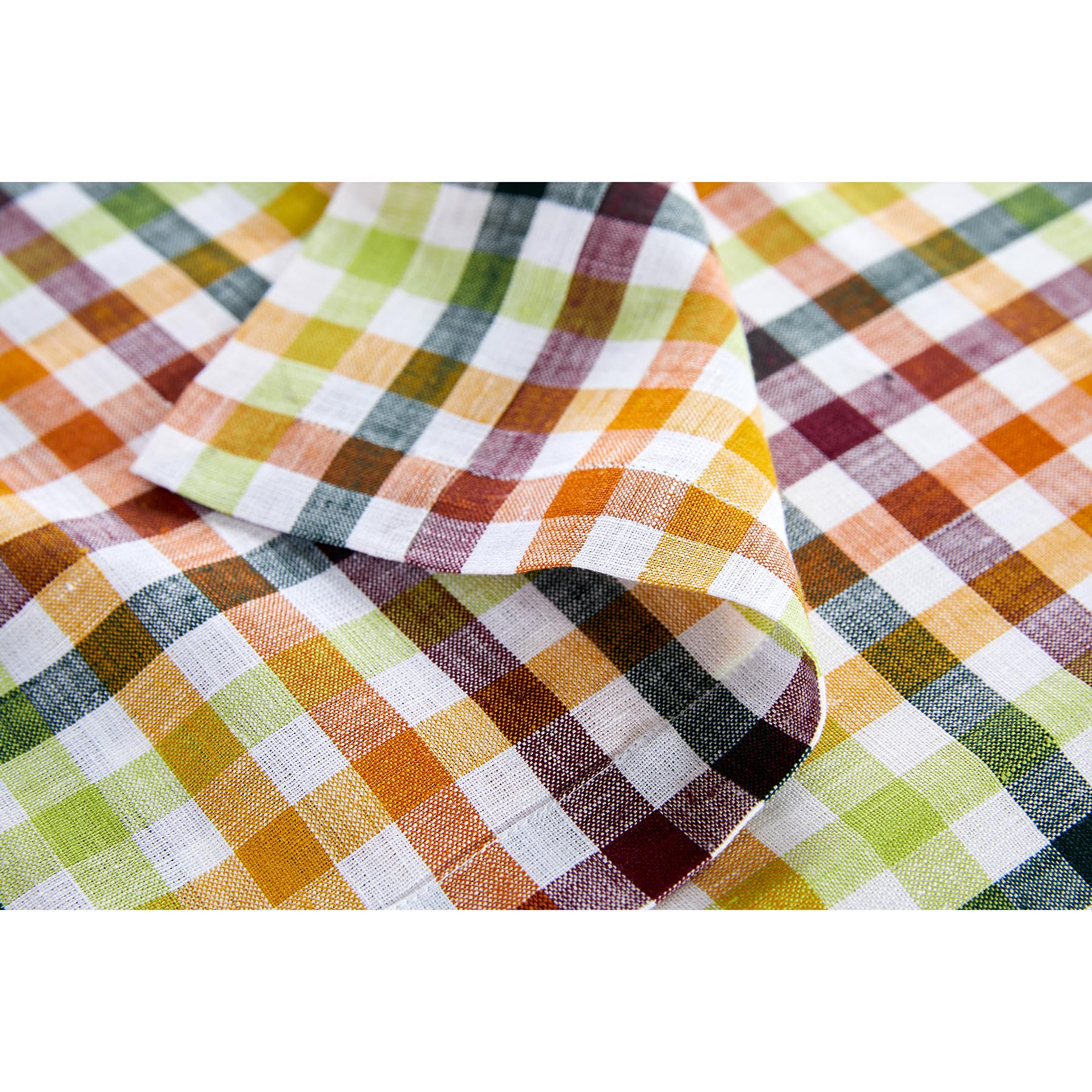 Solino Home Check Linen Table Runner 60 Inch - 100% Pure Linen Multicolor Plaid Table Runner 14 X 60 Inch Ideal For Dresser And