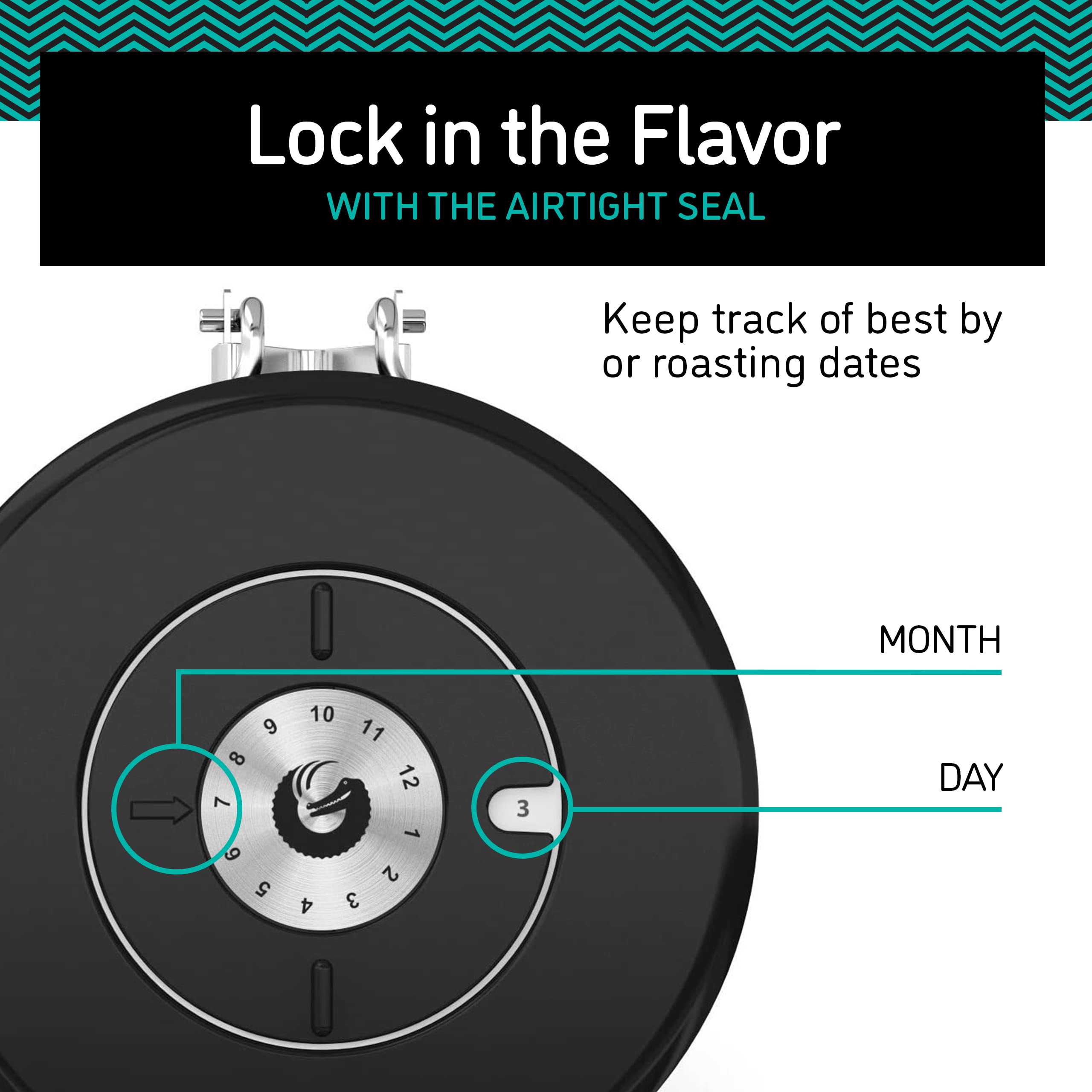 Coffee Gator Stainless Steel Canister - Large 22Oz, Silver Coffee Grounds And Beans Container With Date-Tracker, Co2-Release Val