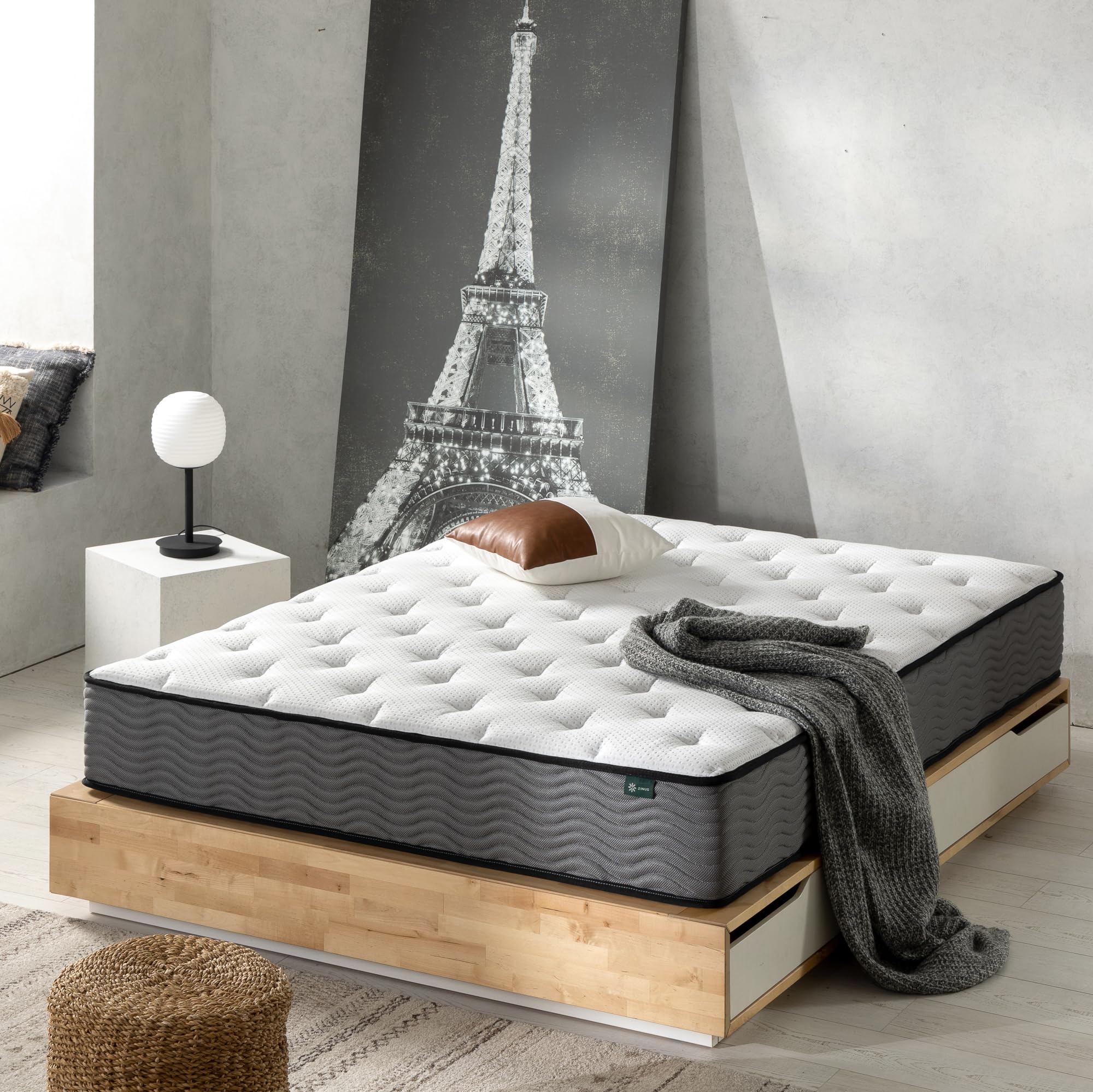 Zinus 10 Inch True Support Hybrid Mattress [New Version], King, Fiberglass Free, Medium Feel, Motion Isolation, Certified Safe F