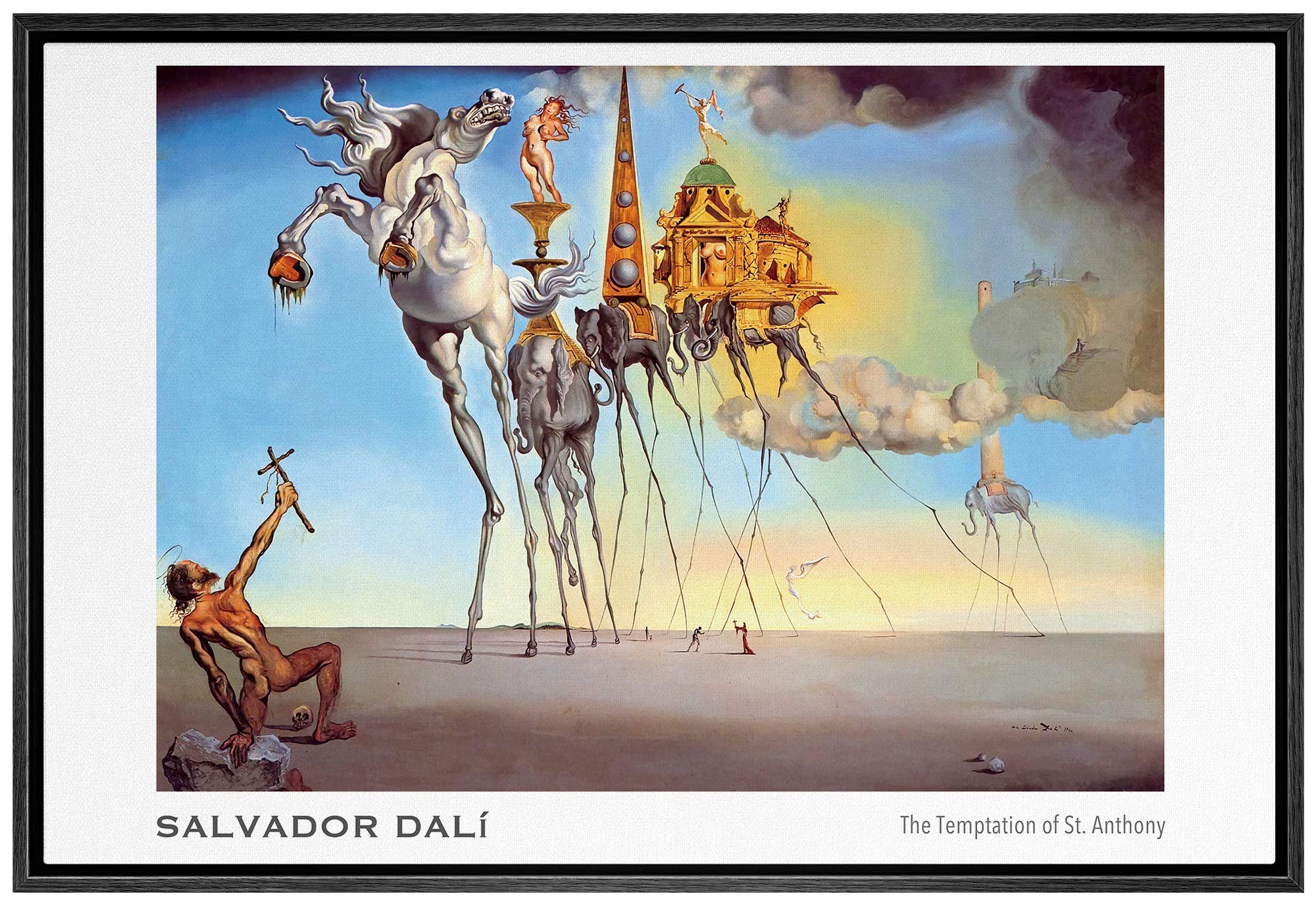 Nwt Framed Canvas Print Wall Art The Temptation Of St. Anthony By Salvador Dali Cultural Historic Illustrations Fine Art Traditi