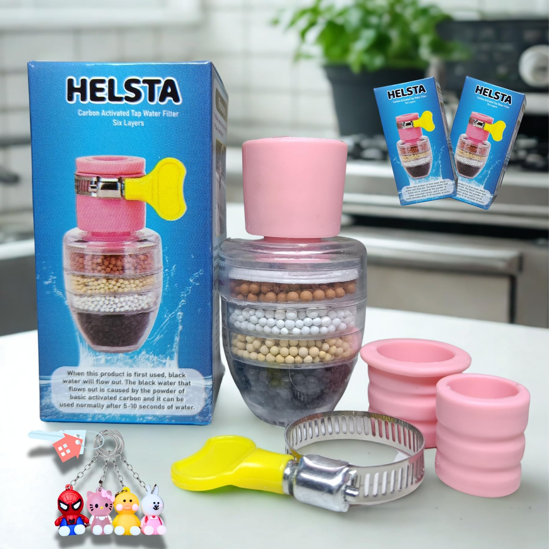 Helsta Pack Of 2 Activated Carbon Multilayer Tap Water Filters Universal Adjustable Interface Five Layers Help To Remove Dust Pa