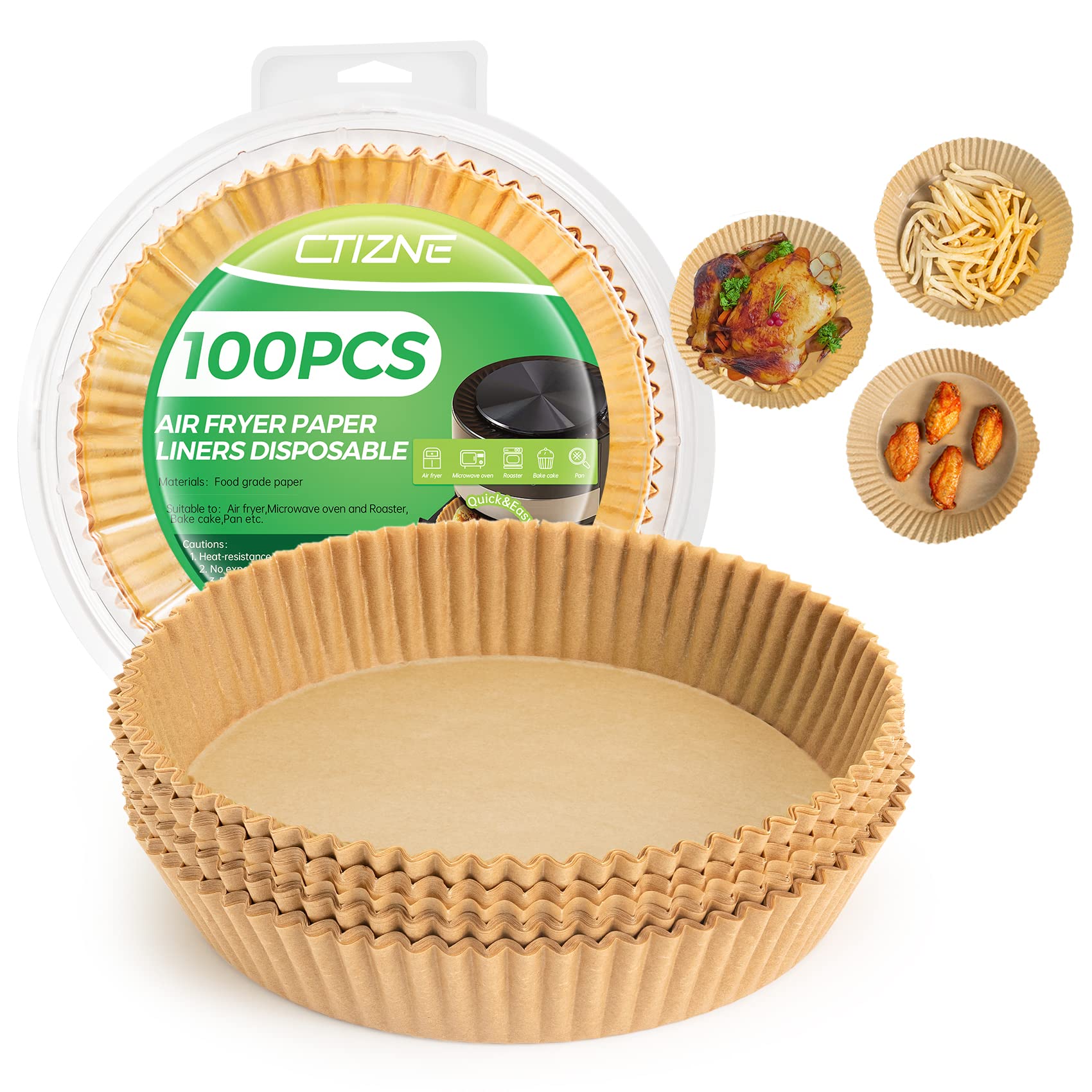 Air Fryer Paper Liner Disposable: 100Pcs 8 Inch Airfryer Insert Parchment Paper Sheets, Grease And Water Proof Non Stick Basket