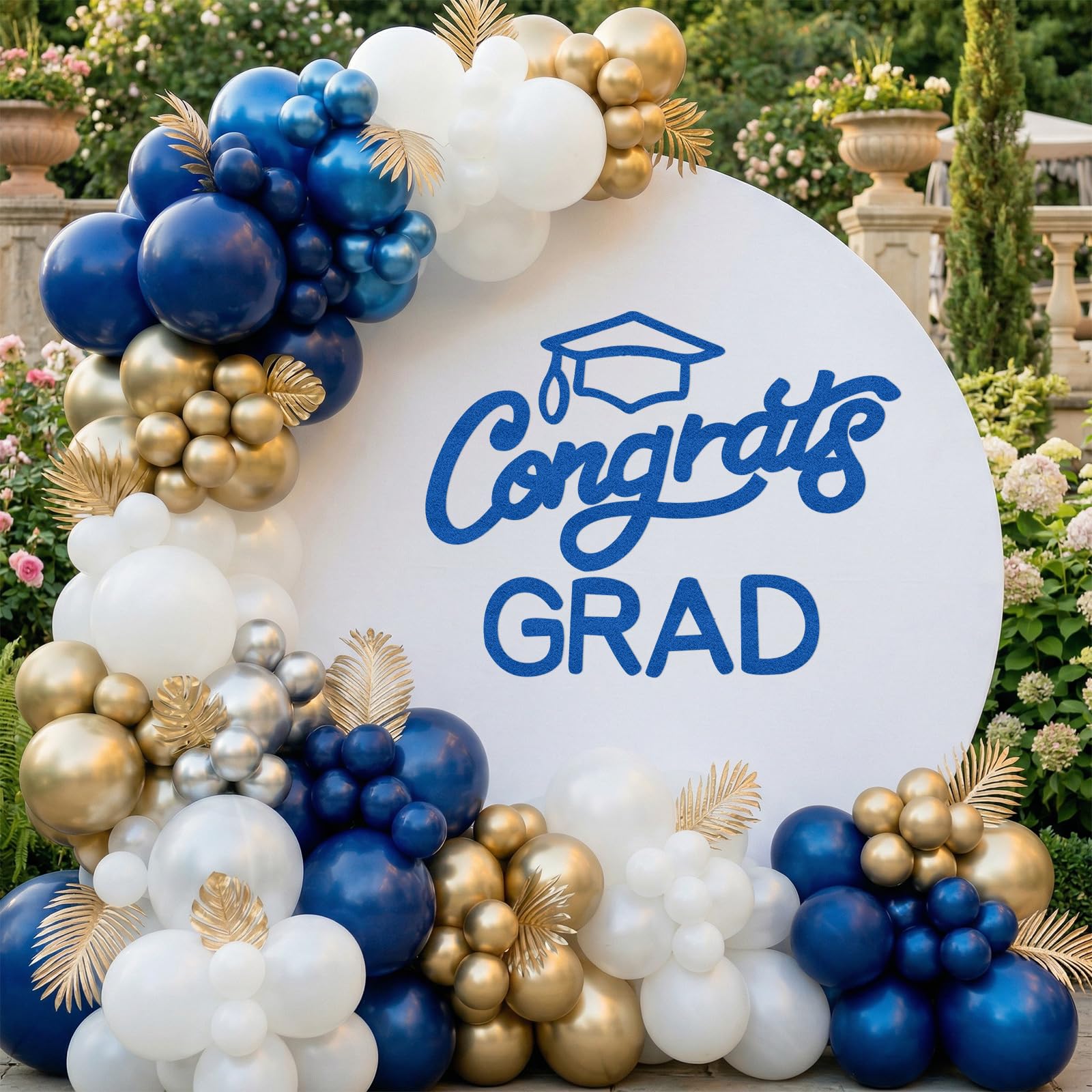 Mindsoft Blue Felt Congrats Grad Sticker Sign for Backdrop Graduation Decor for Party Congrats Grad Class of 2026 Event Letter S