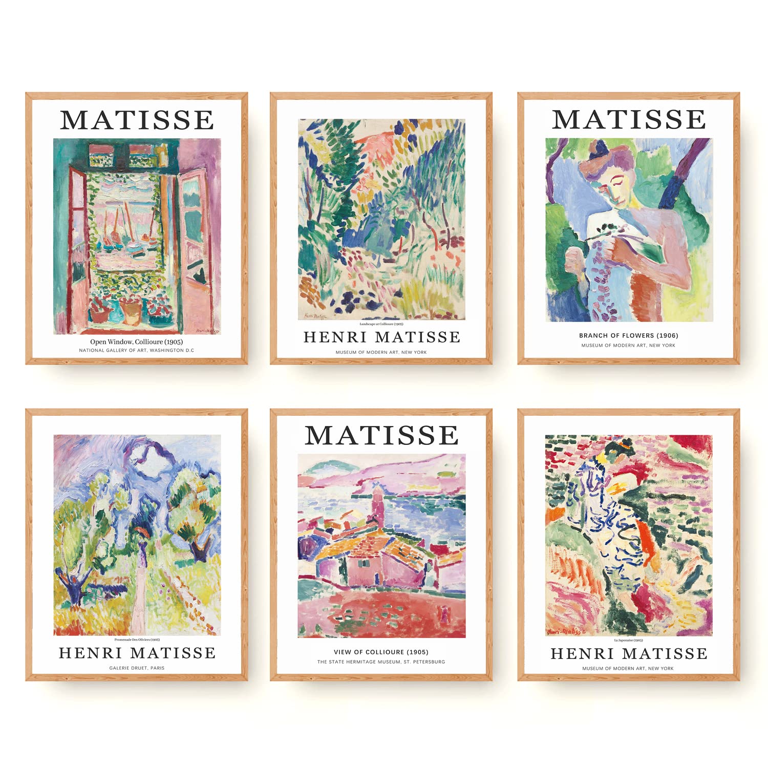 Matisse Wall Art Prints Set Of 6 Canvas Aesthetic Posters Gallery Floral Rainbow Nature Landscapes Abstract Colorful Famous Arti