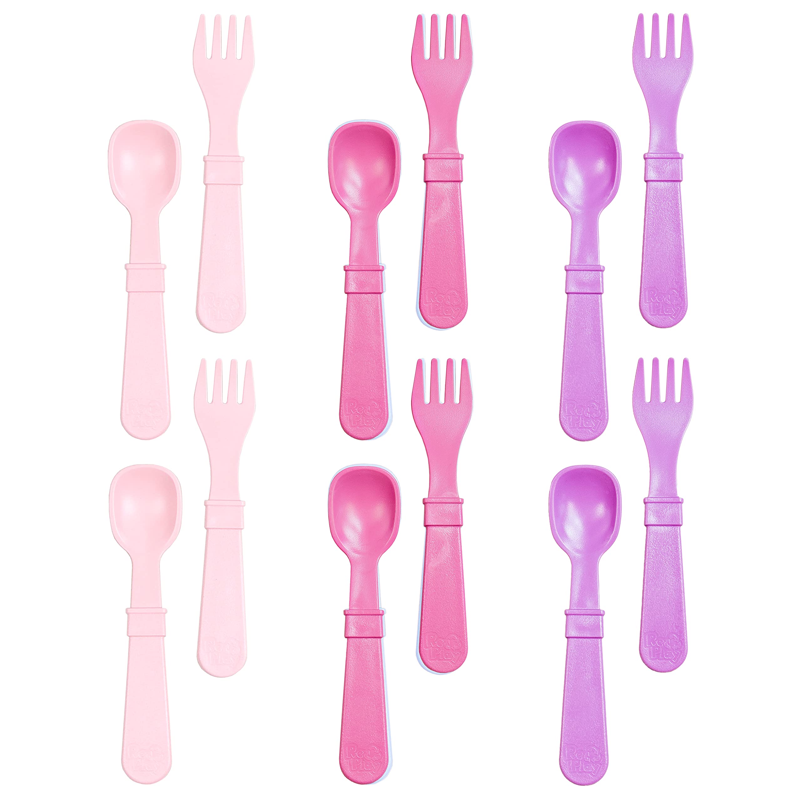 Re-Play Toddler Forks and Spoons Set - 6x6 Utensils Set for Kids - Dishwasher and Microwave Safe - Made in USA - Set of 12-5.8 x