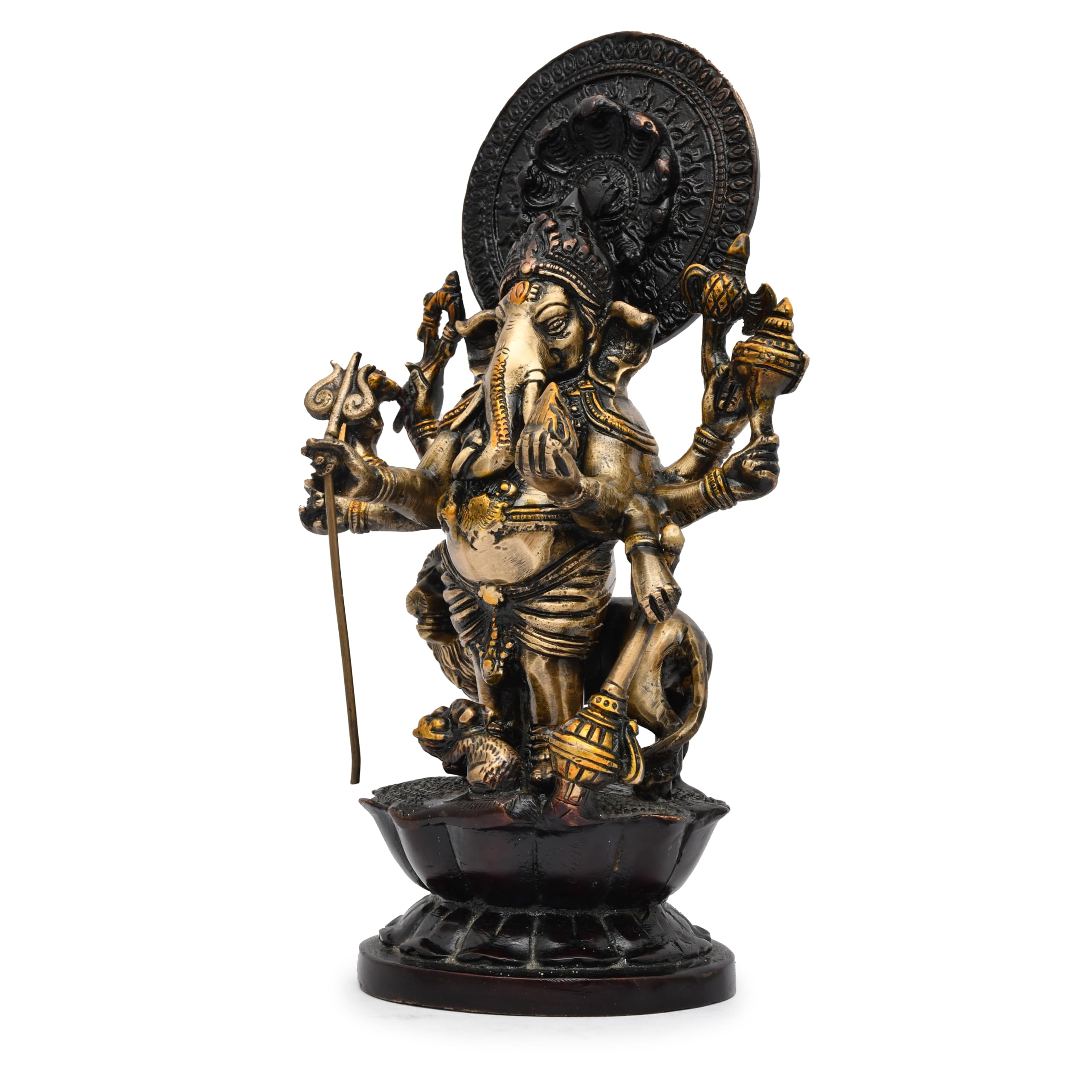Aargkraft Brass Heramba Ganesha Ganapati Ganesh With Lion Ganpathi Statue Height  11.75 Inch
