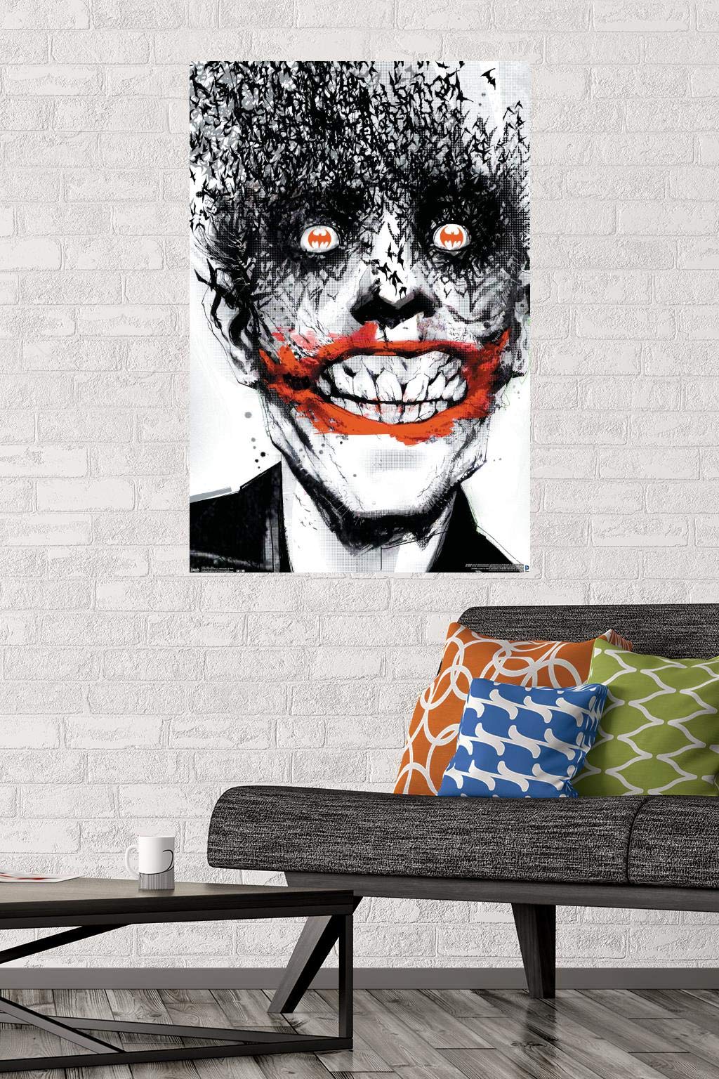 Trends International Dc Comics - The Joker - Bats Wall Poster, 22.375'' X 34'', Poster & Mount Bundle
