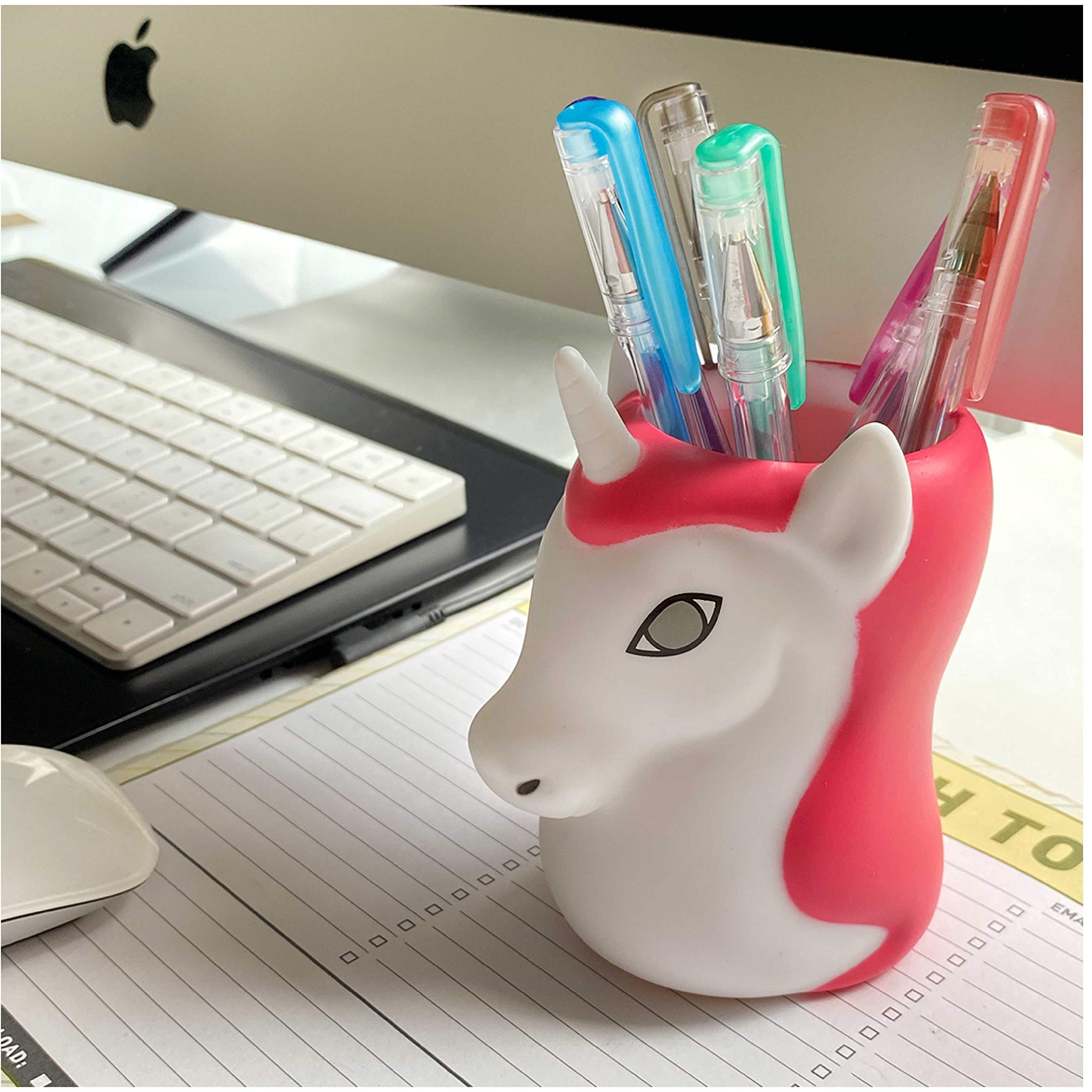 Lily's Home Fun Toothbrush Holder for Kids - Children's Bathroom Storage Organizer for Toothpaste and Toothbrushes. Also Great Holder for Pens  Pencils and Markers (Unicorn)