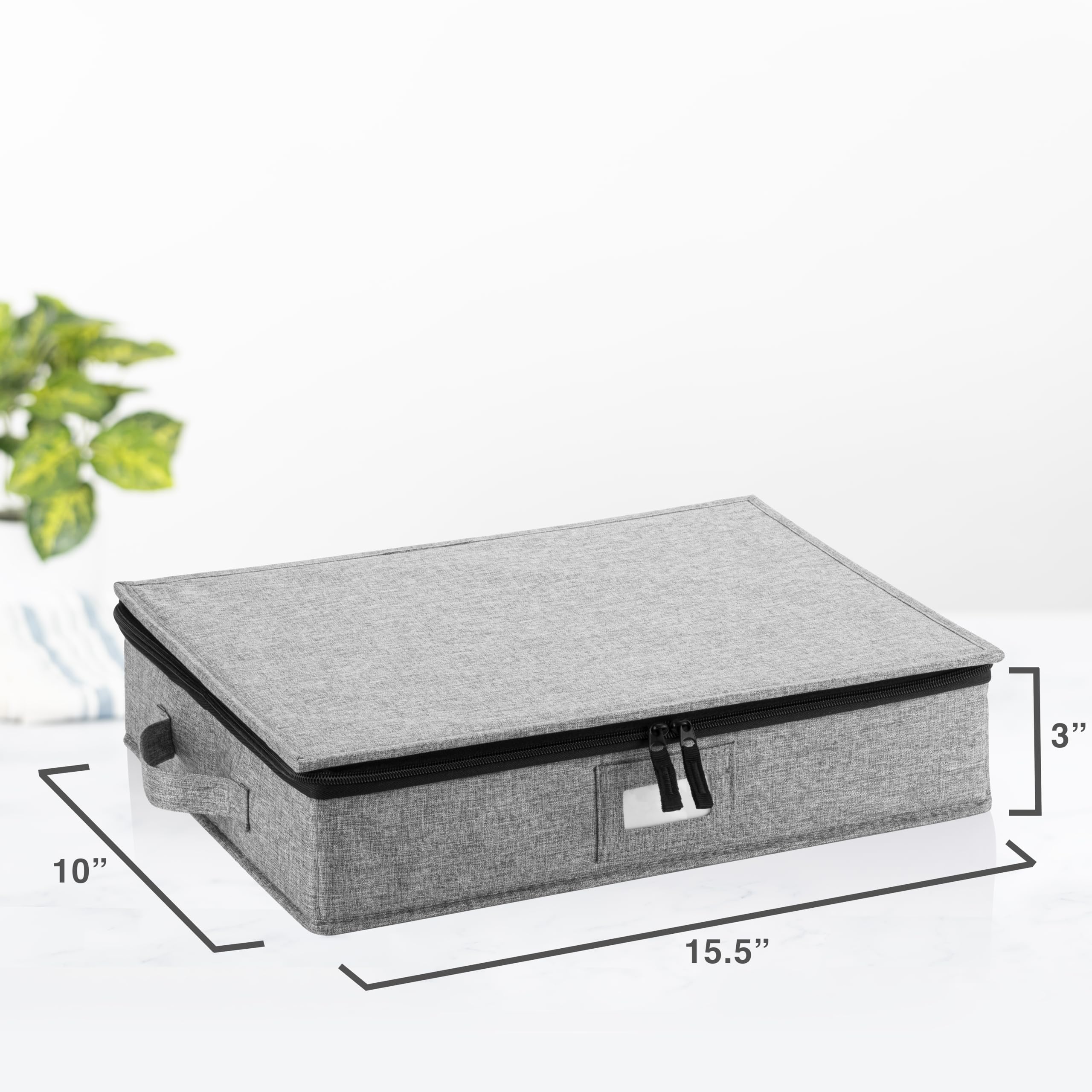 Stozu Flatware Storage Case With 5 Adjustable Compartments - Tableware Utensil Chest With Carrying Handles And Adjustable Divide