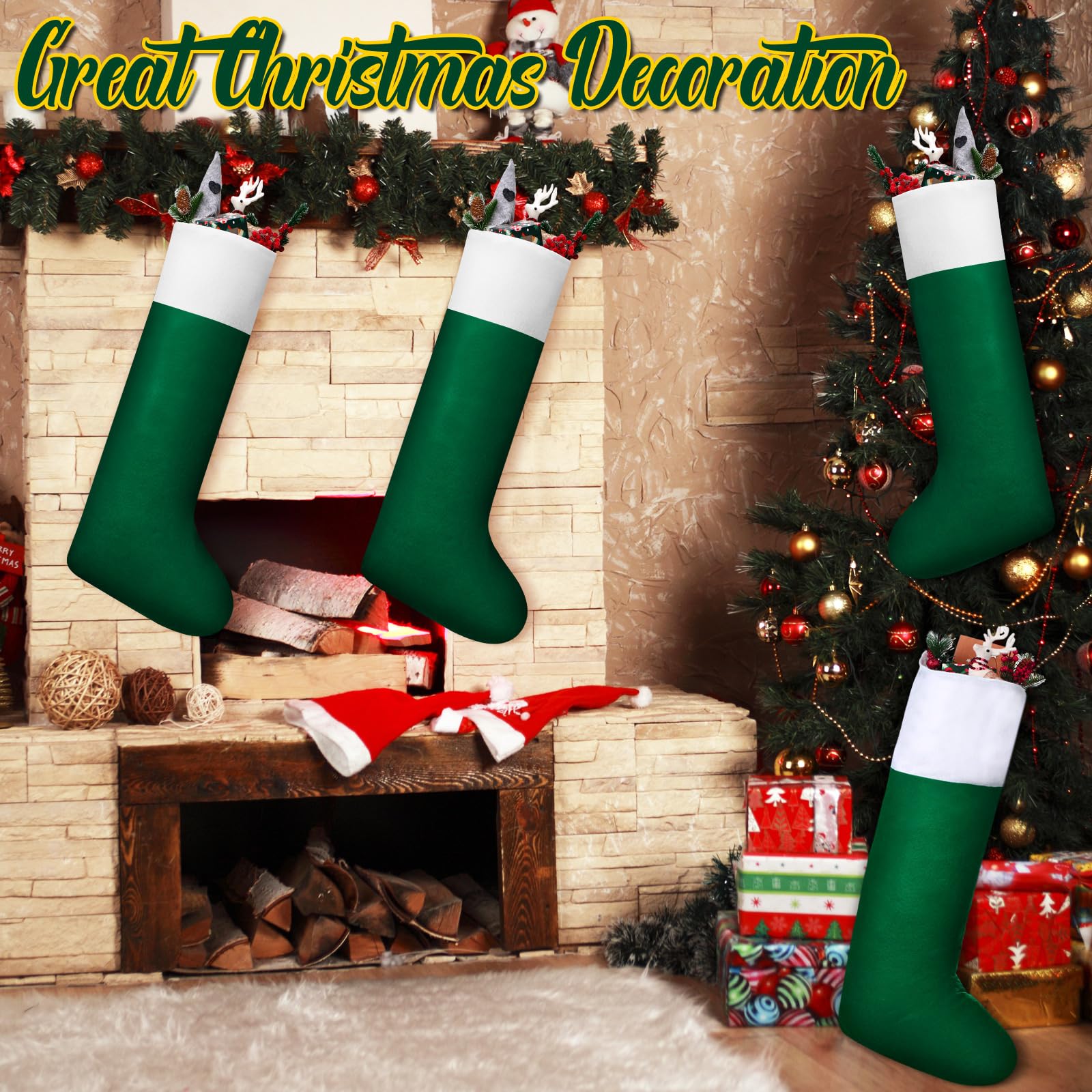 Ceenna 12 Pcs Giant Christmas Stocking Jumbo Christmas Tree Hanging Stockings Bulk 34 Inch Tall Oversized Large Xmas Fillable St