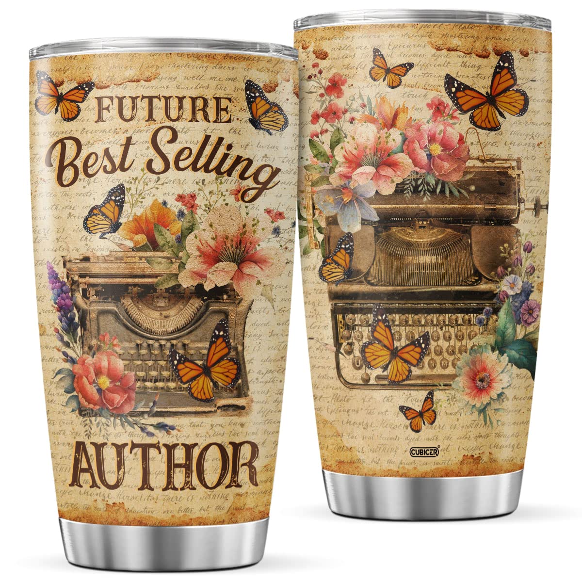 CUBICER Author Coffee Tumbler Writer Travel Mug With Lid Birthday Gifts For Women Men Teens Insulated Cup Double Walled Vacuum S
