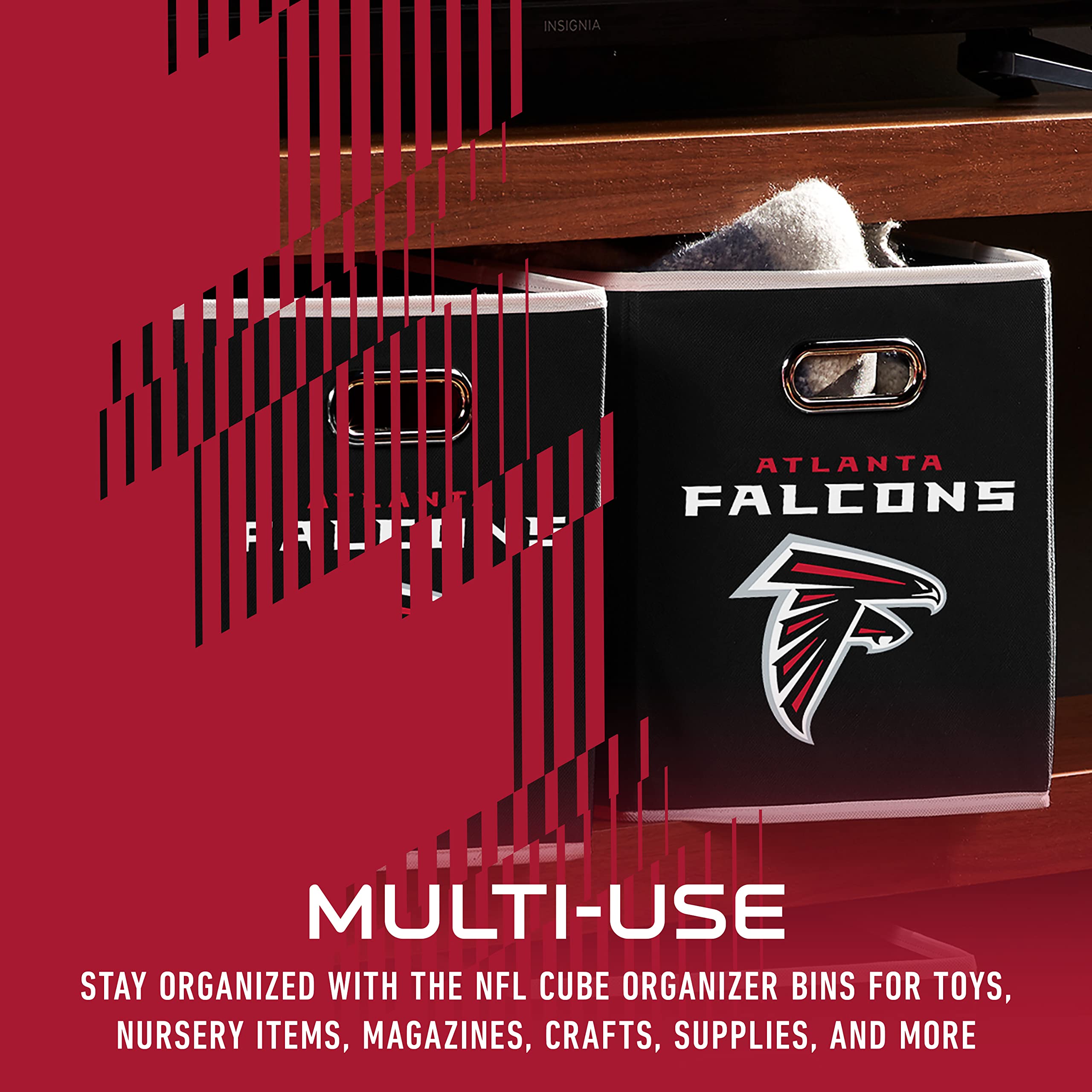 Franklin Sports Nfl Atlanta Falcons Collapsible Storage Bin Nfl Folding Cube Storage Container Fits Bin Organizers Fabric Nfl Te
