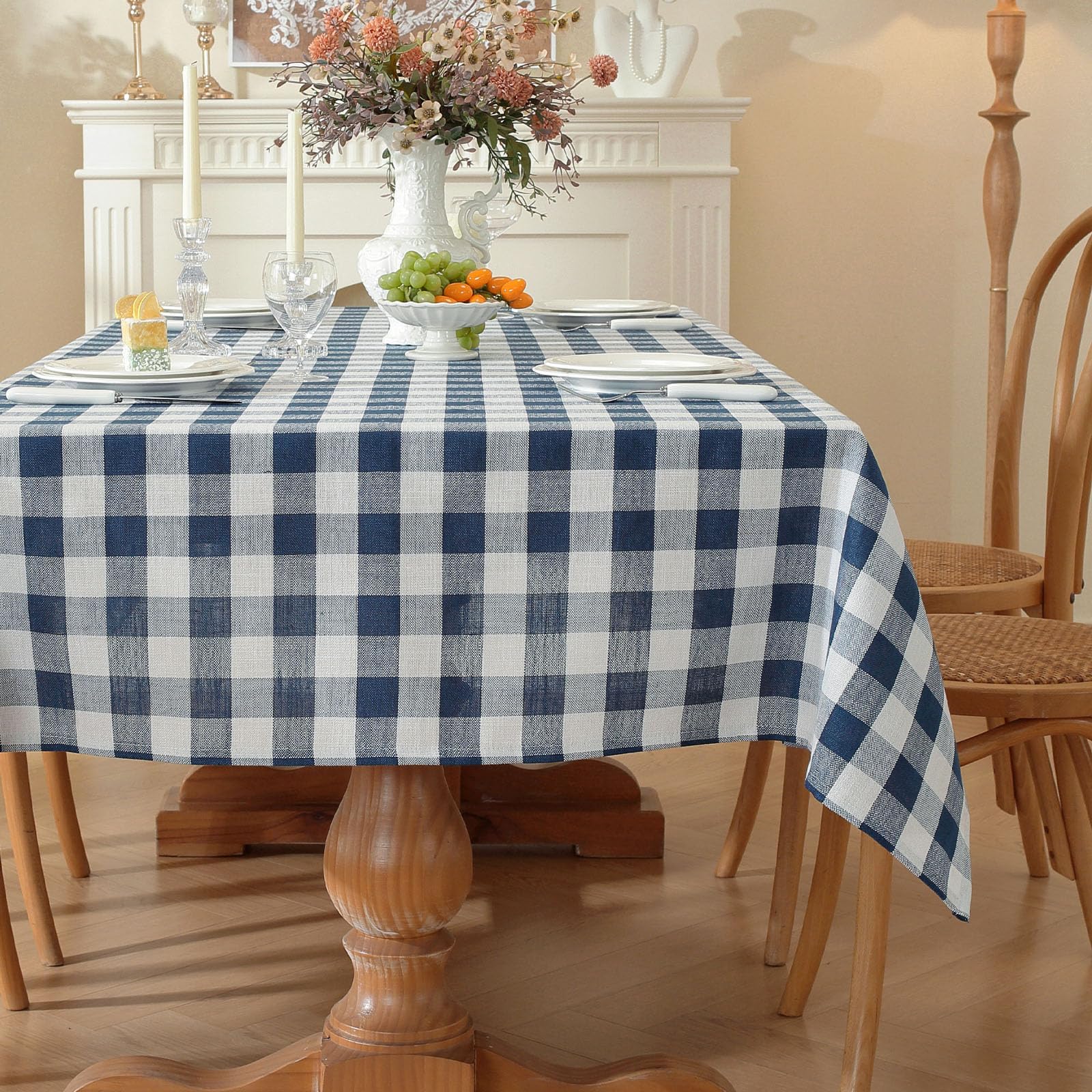 gillhov Checkered Tablecloth Rectangle Washable Buffalo Plaid Table Cloth Cotton Linen Gingham Table Cover for Picnic Kitchen Di