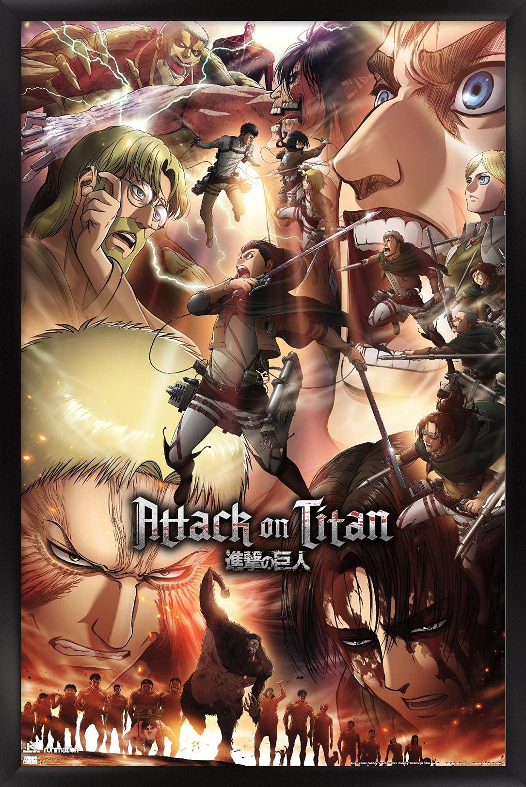 Trends International Attack On Titan: Season 3 - Key Art Wall Poster, 14.72'' X 22.37'', Black Framed Version