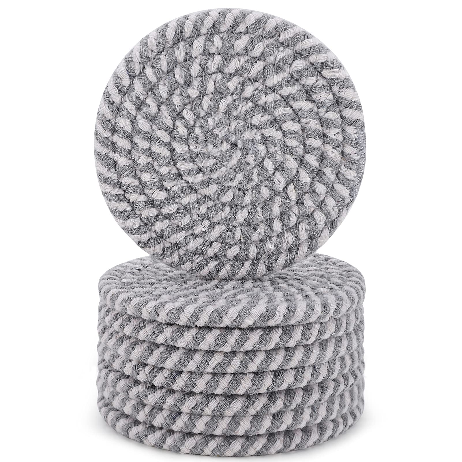 Abenkle 6 Pcs Coasters For Drinks,Super Absorbent Drink Coasters, Stylish Handmade Round Woven Coaster For Coffee Table Tabletop