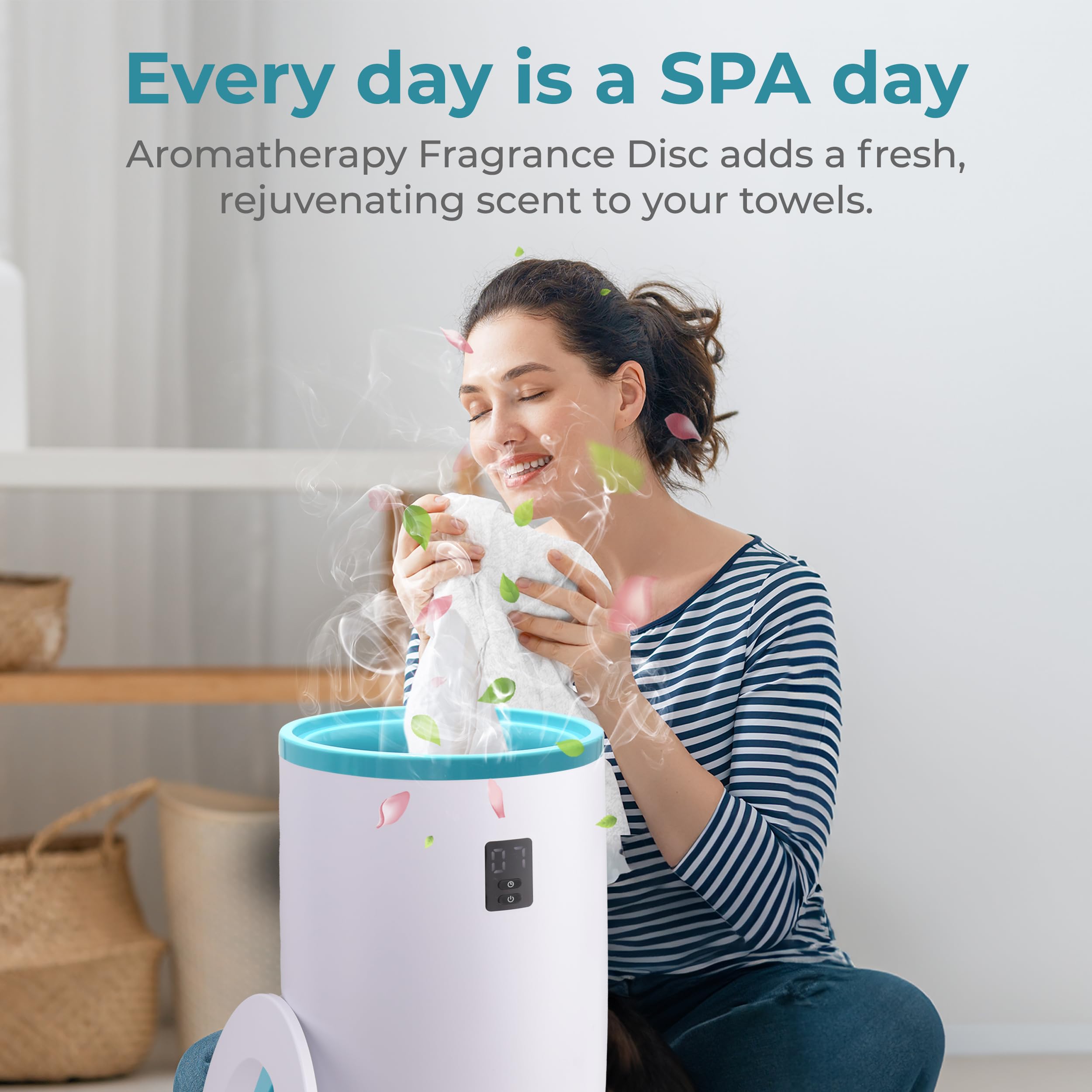 Serenelife Towel Warmer Bucket, With Customized Fragrance For Spa And Bathroom, Luxury Towel Heater Gifts For Him & Her, Auto Sh