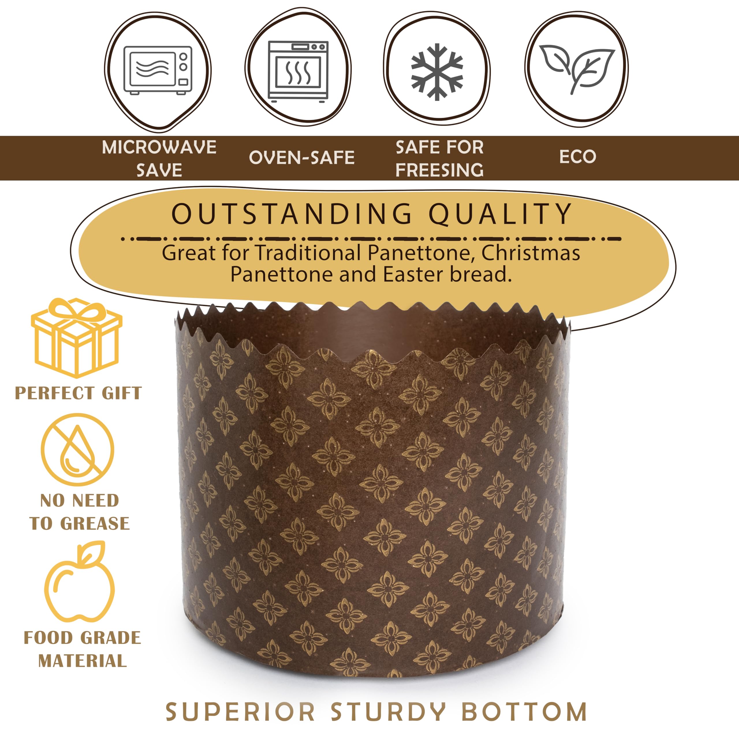 Paska Mold Kulich Panettone Mold (12 Pack 15Oz) Easter Bread Paper Mold - Panettone Paper Mold Large Panettone Paper Baking Mold