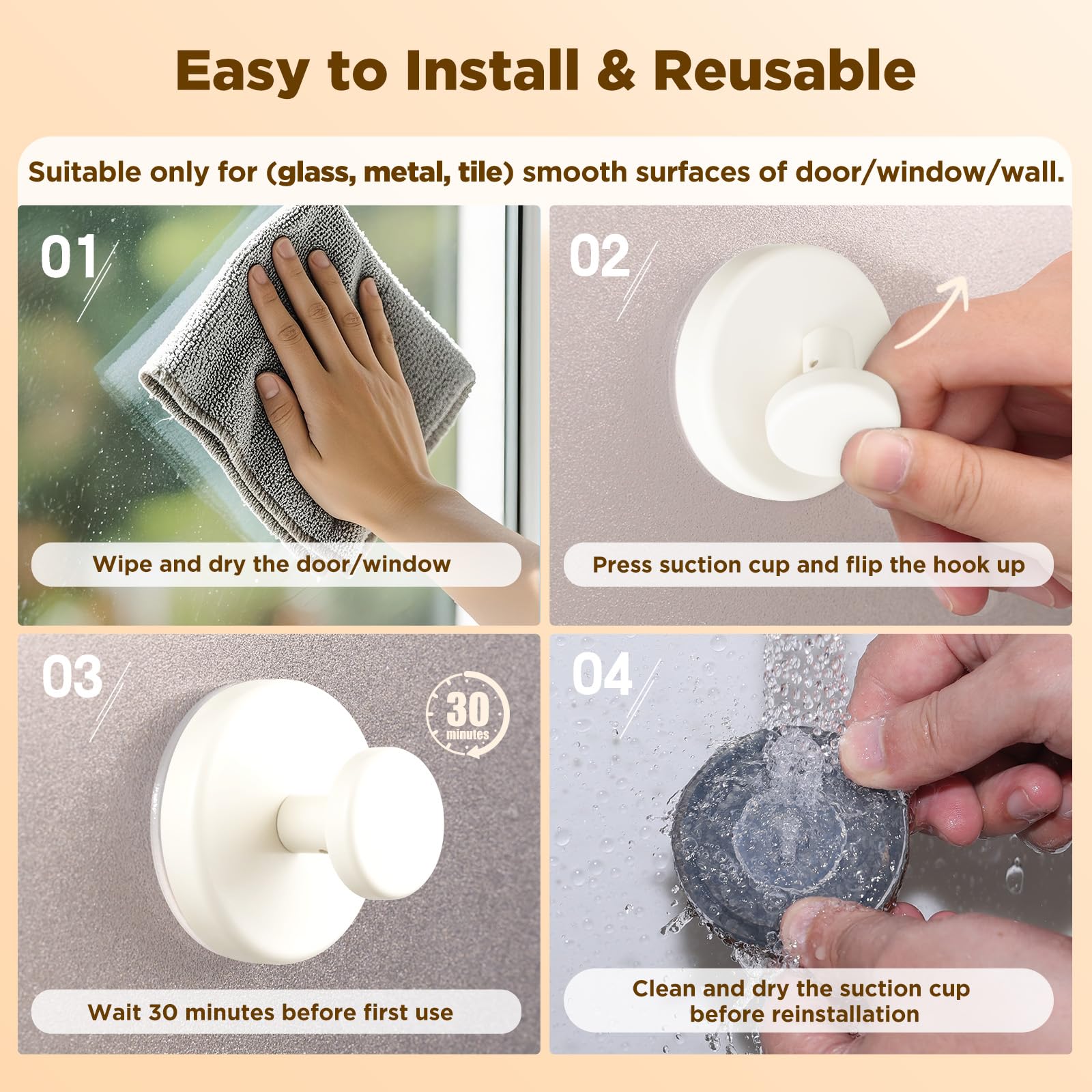 OUTXE Wreath Hanger for Front Door, Heavy Duty Suction Cup Reef Hook for Glass Window/Over Door, Christmas/Thanksgiving/Hallowee